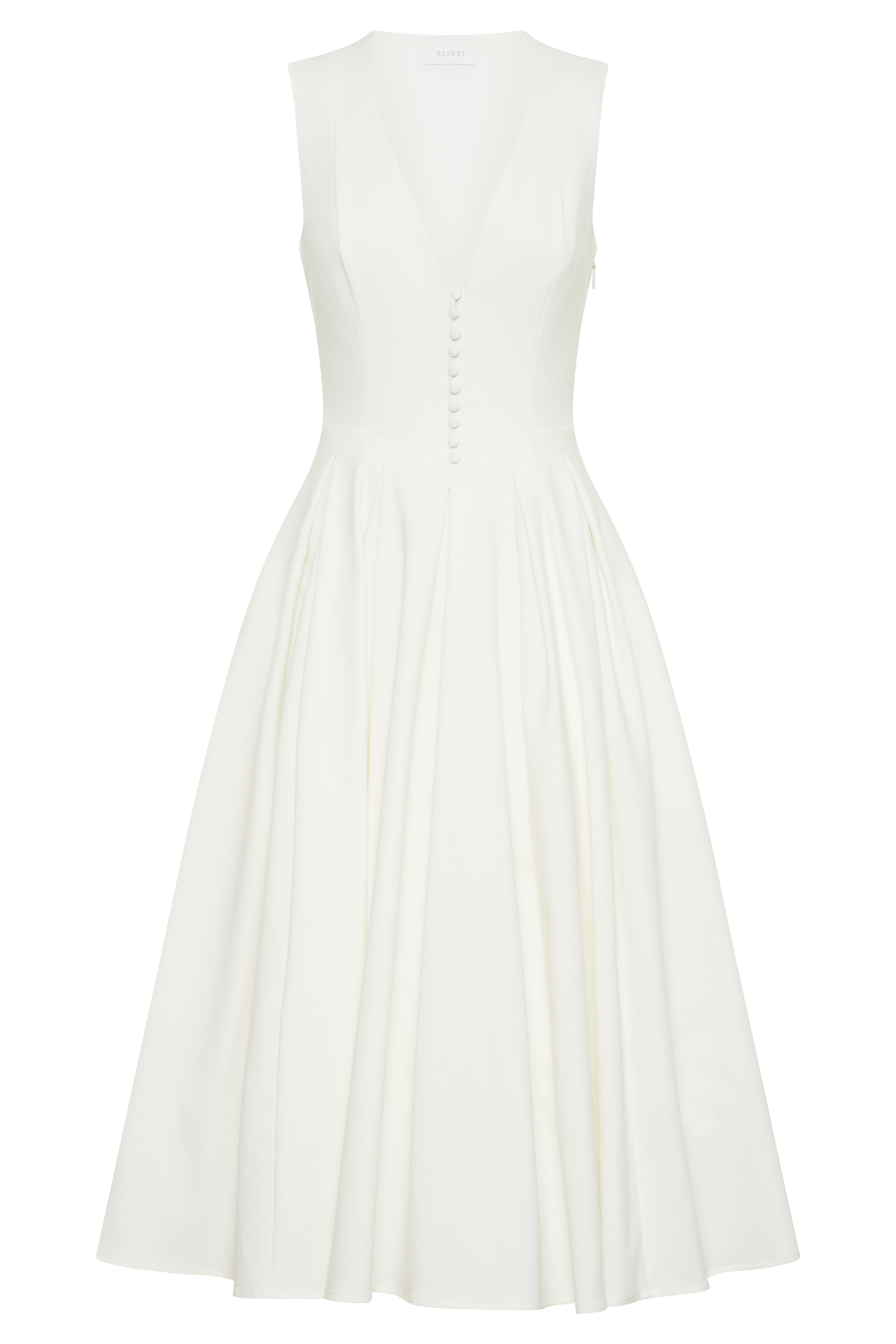 Keely Cotton Sleeveless Midi Dress - White - Image 10