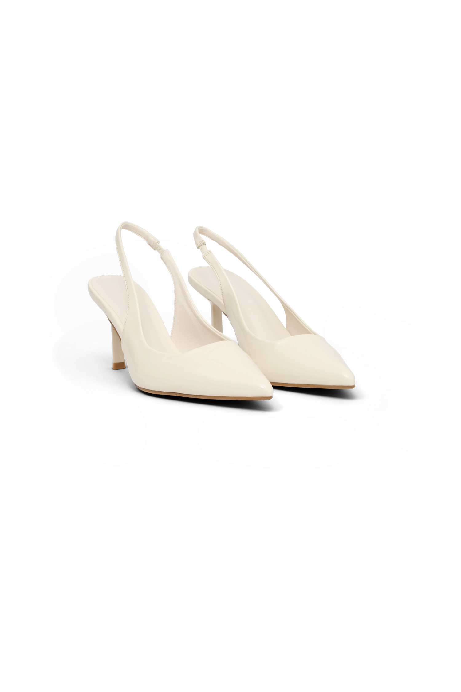 Dasha Patent Sling Back Heels - Ivory - Image 6