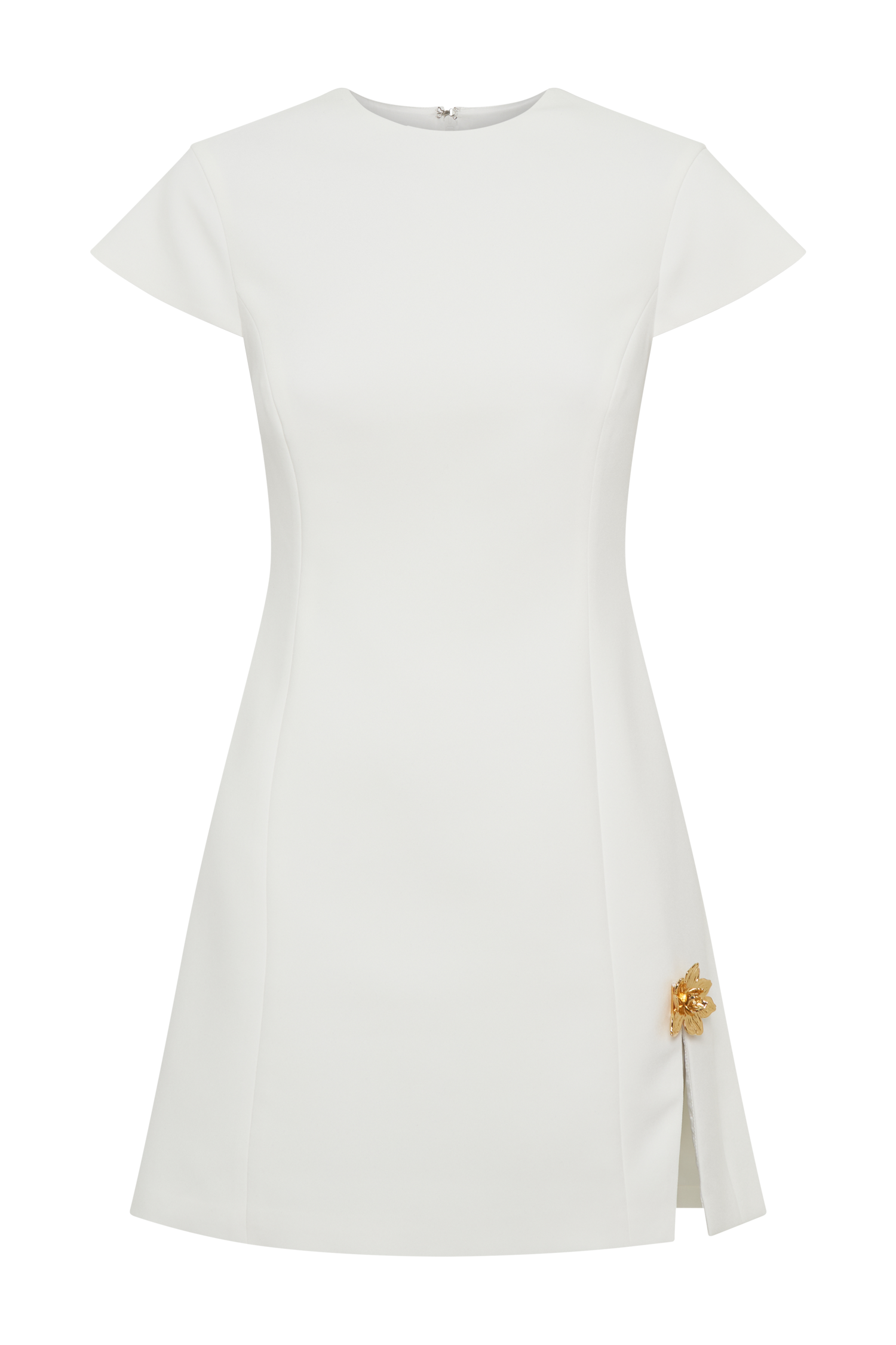 Remi Suiting Mini Dress With Floral Hardware - White - Image 9