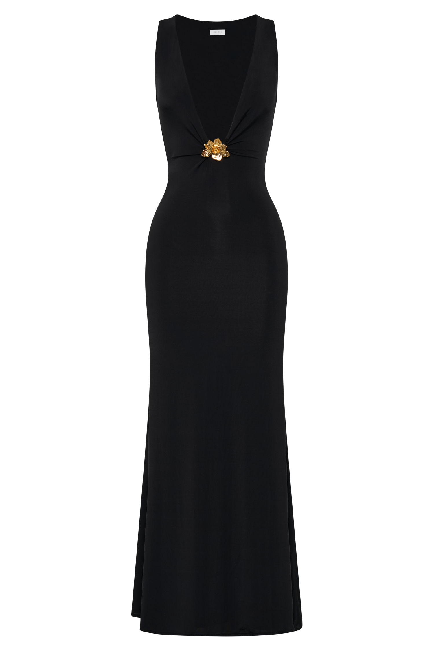 Beck Plunge Maxi Dress With Floral Hardware - Black - Image 6