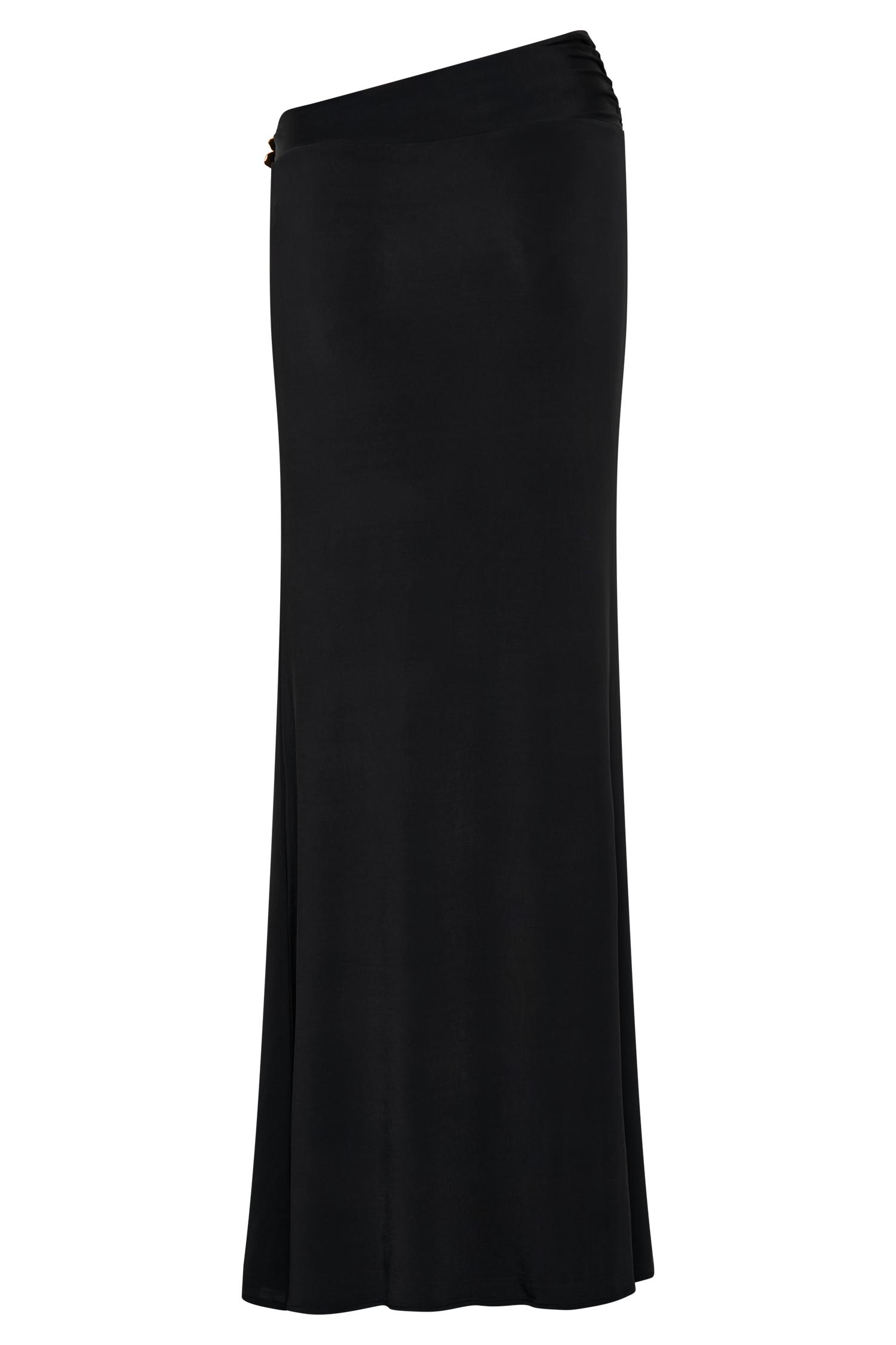 Ainsley Asymmetrical Maxi Skirt With Floral Hardware - Black - Image 8