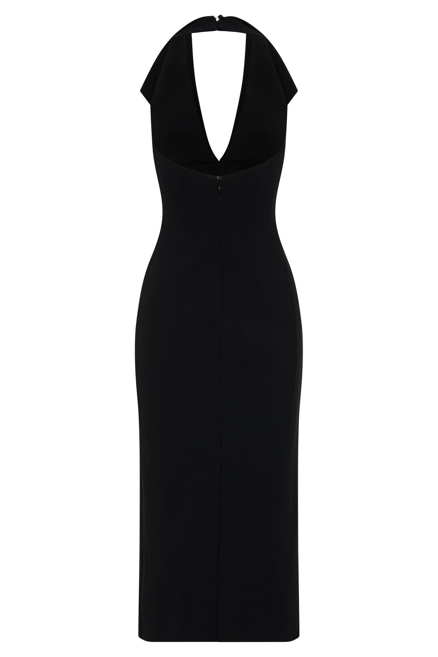 Annita Crepe Halter Midi Dress - Black - Image 7