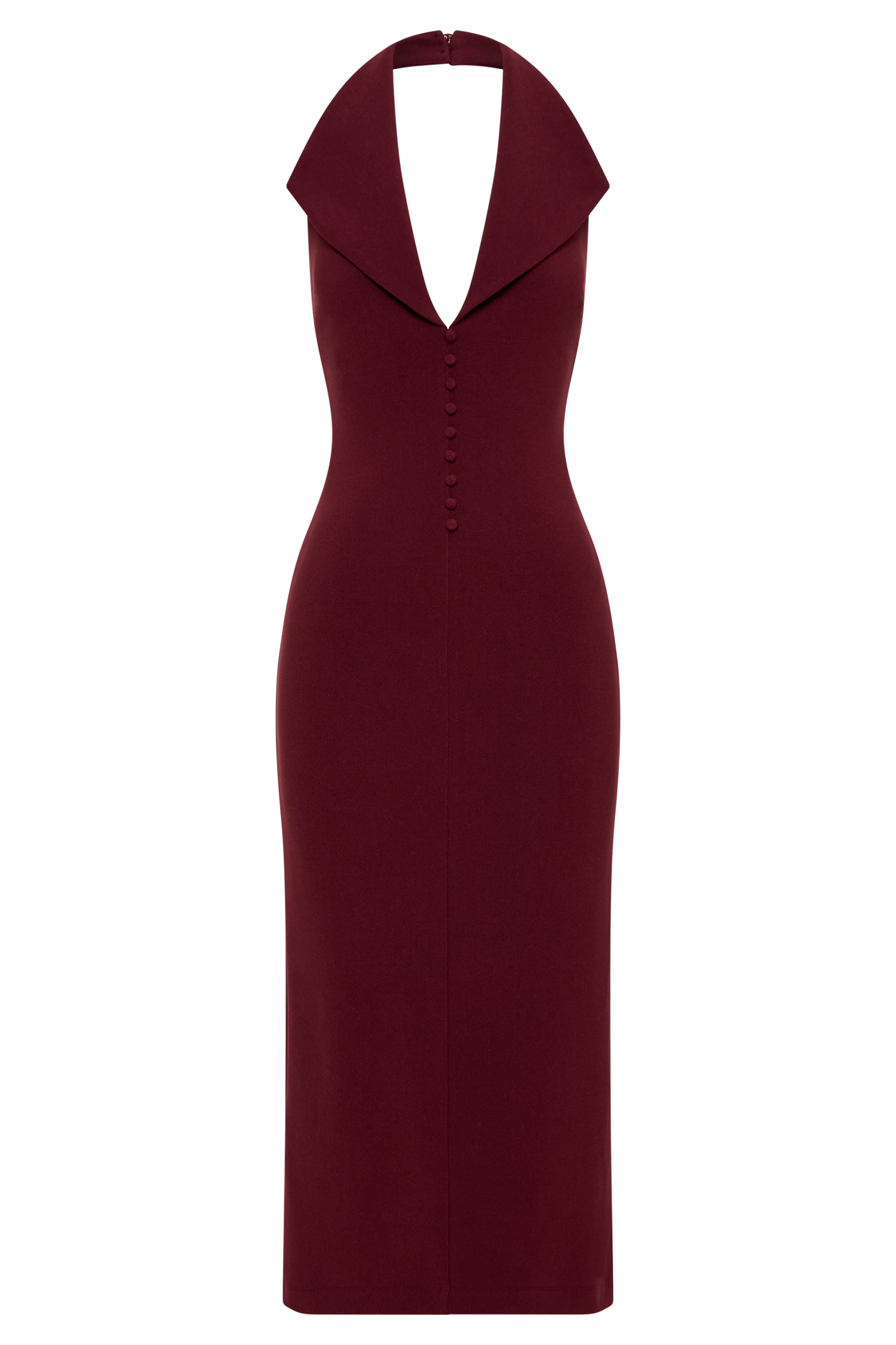 Annita Crepe Halter Midi Dress - Merlot - Image 7