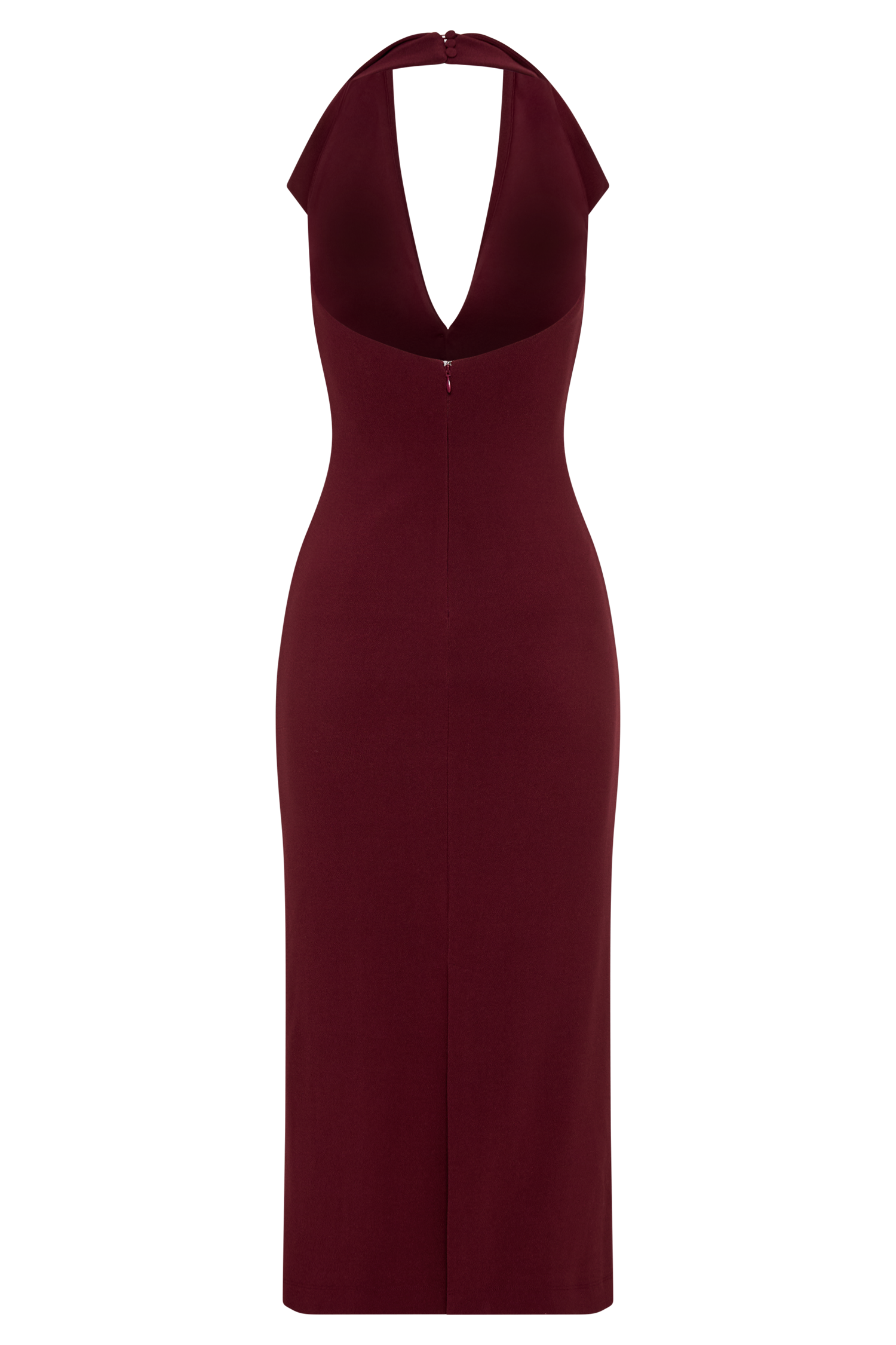 Annita Crepe Halter Midi Dress - Merlot - Image 6