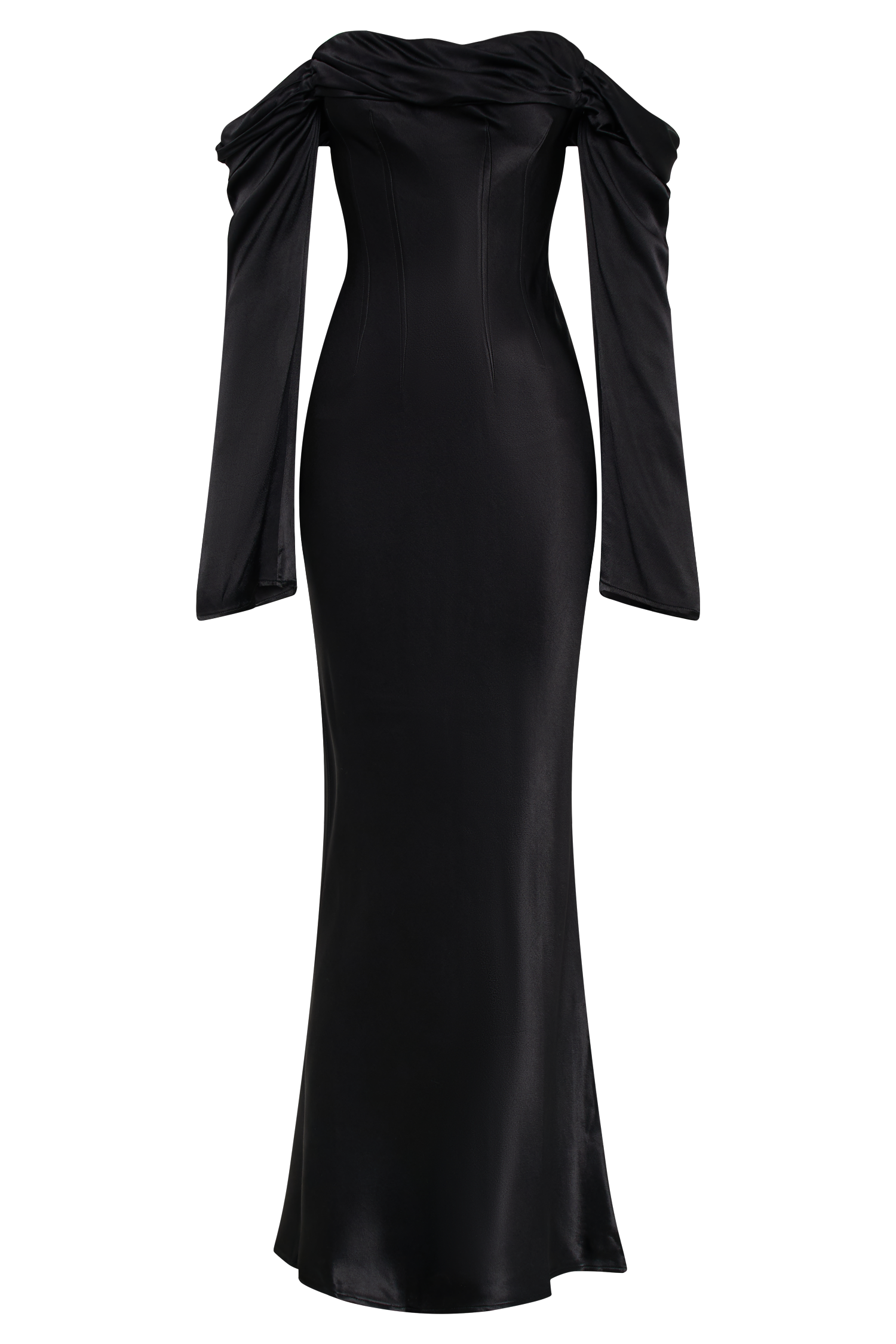 Giselle Off Shoulder Cowl Neck Maxi Dress - Black - Image 9