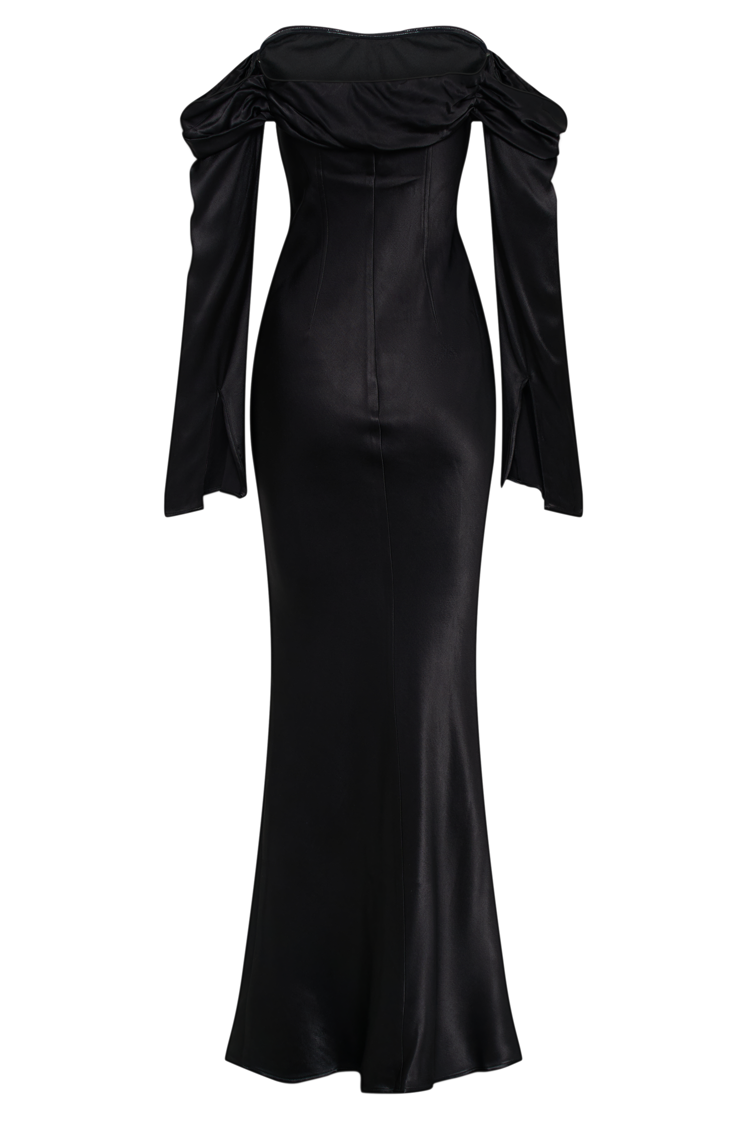Giselle Off Shoulder Cowl Neck Maxi Dress - Black - Image 8