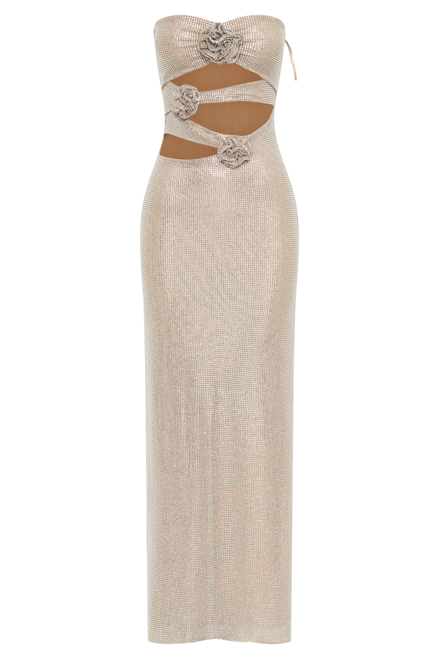 Stassie Strapless Rose Diamante Maxi Dress - Nude - Image 10