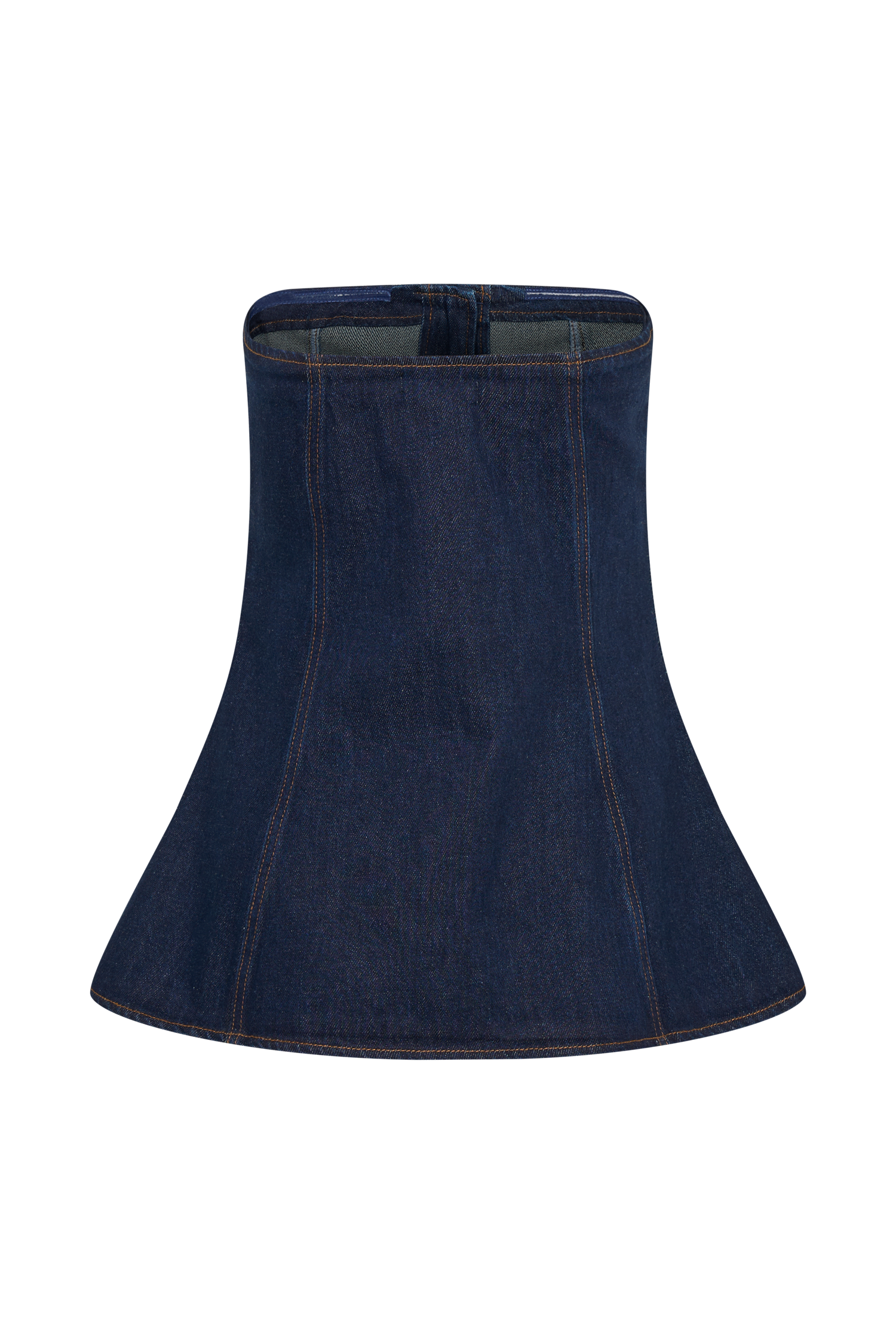 Lennox Strapless Long Line Button Top - Indigo Blue - Image 8