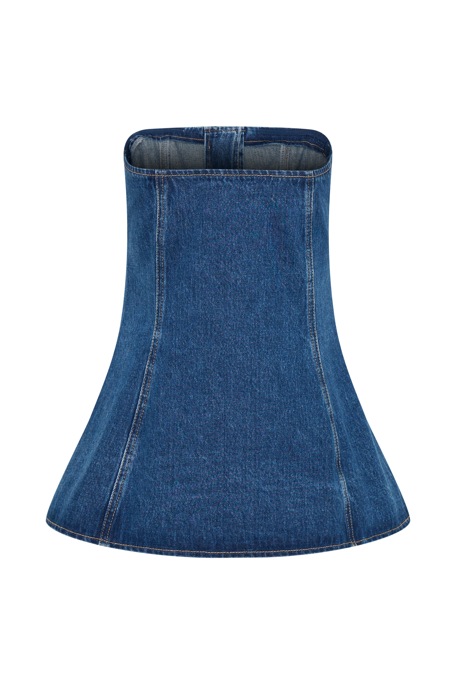 Lennox Strapless Long Line Button Top - Dark Blue - Image 7