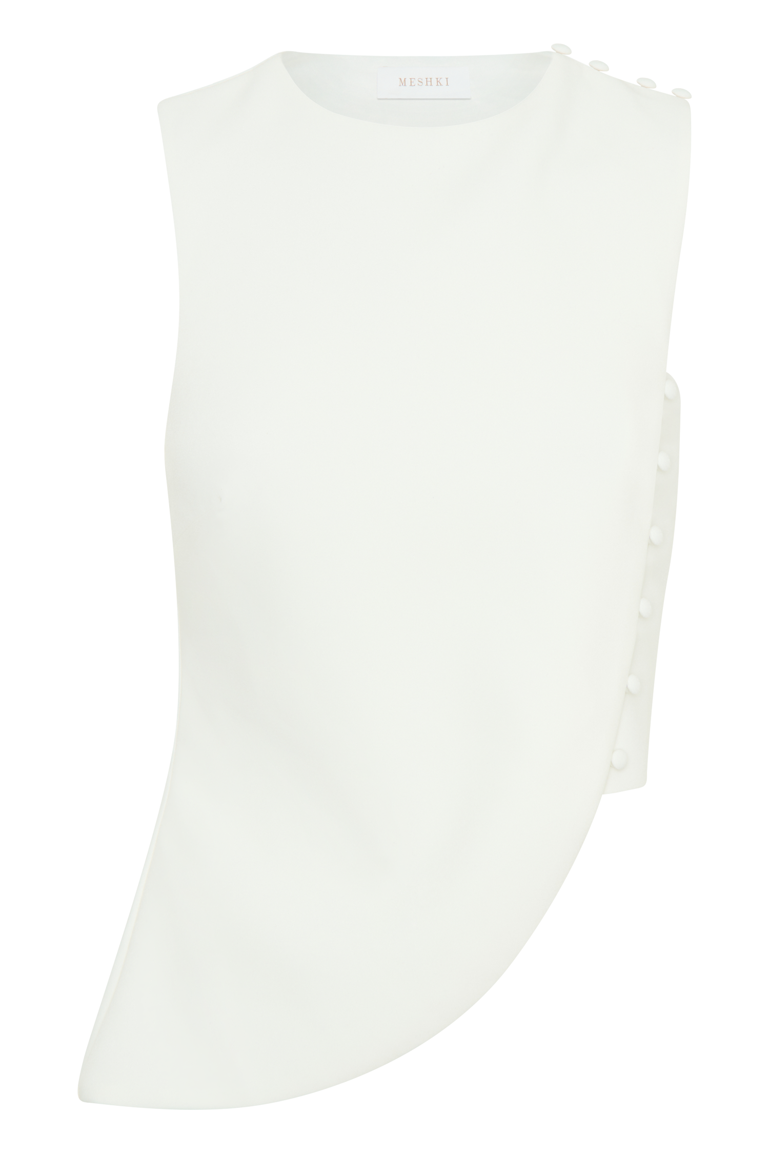 Astrid Asymmetric Sleeveless Suiting Top - White - Image 9