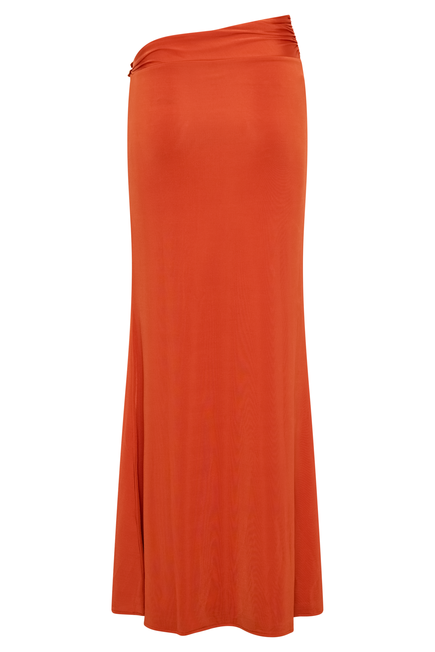 Ainsley Asymmetrical Maxi Skirt With Floral Hardware - Burnt Orange - Image 8