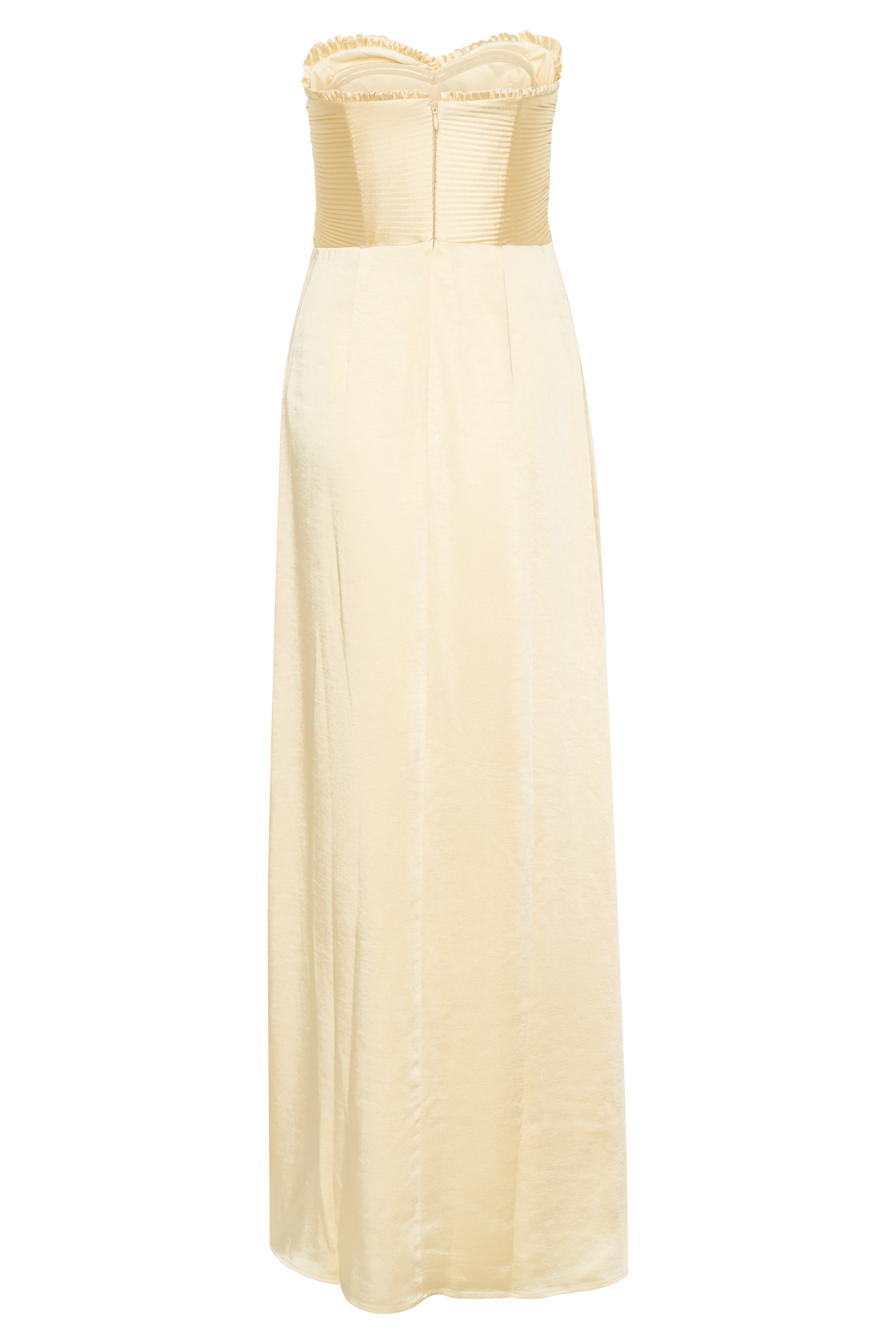 Larissa Satin Maxi Dress With Ruched Petals - Lemon - Image 7