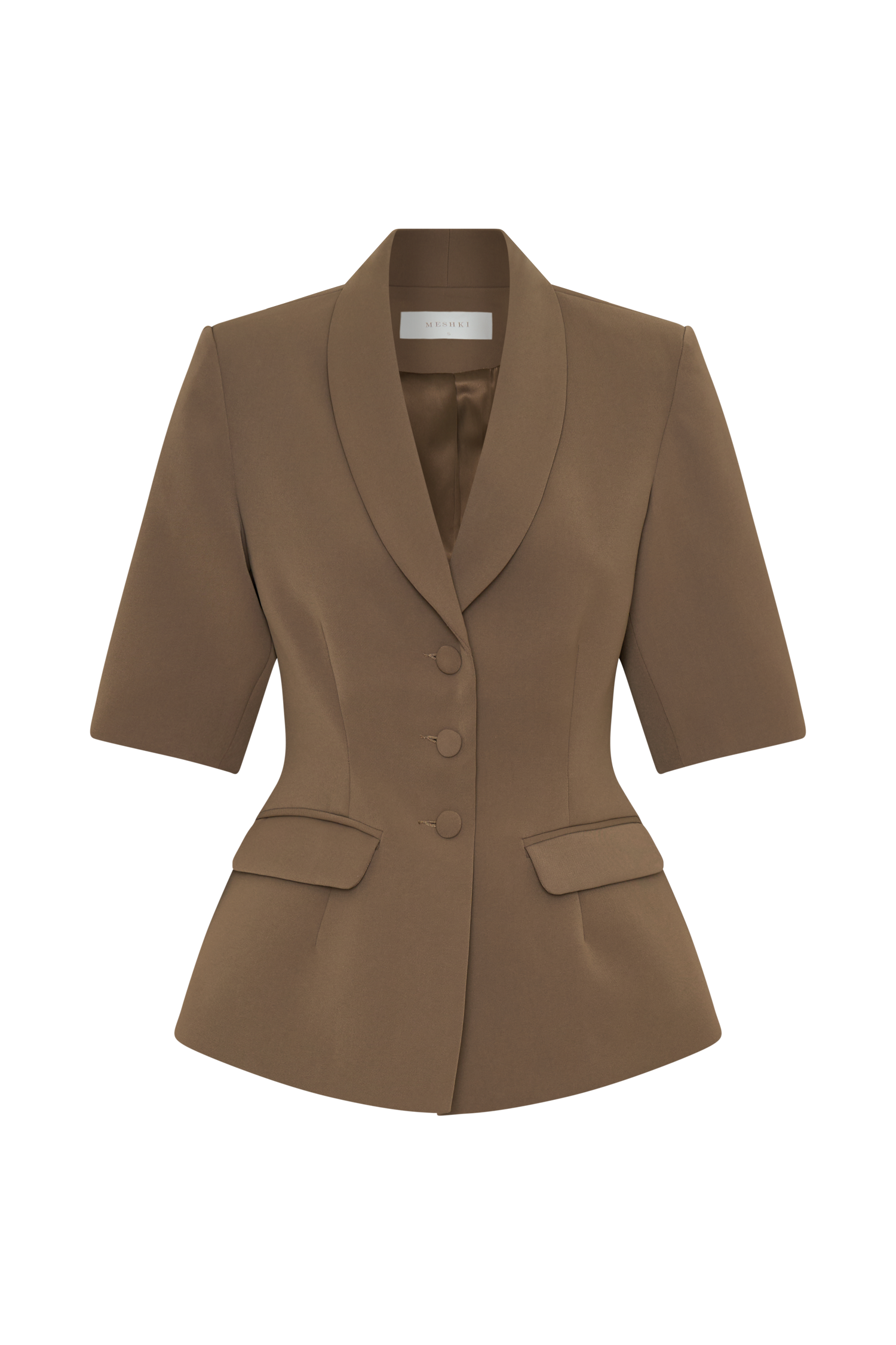 Opal Puff Sleeve Suiting Top - Cacao Brown - Image 9