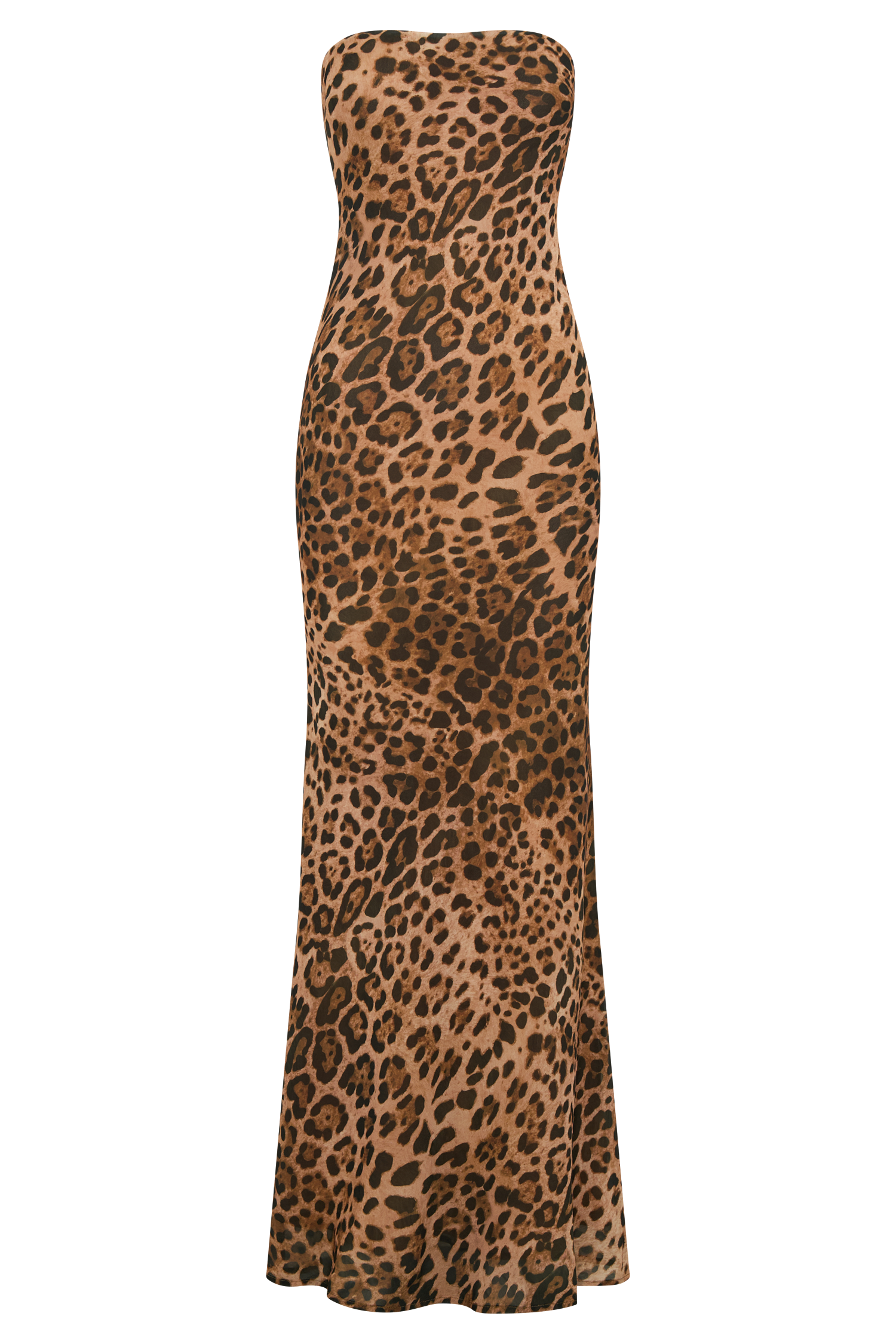 Breanna Strapless Chiffon Maxi Dress - Leopard Print - Image 7