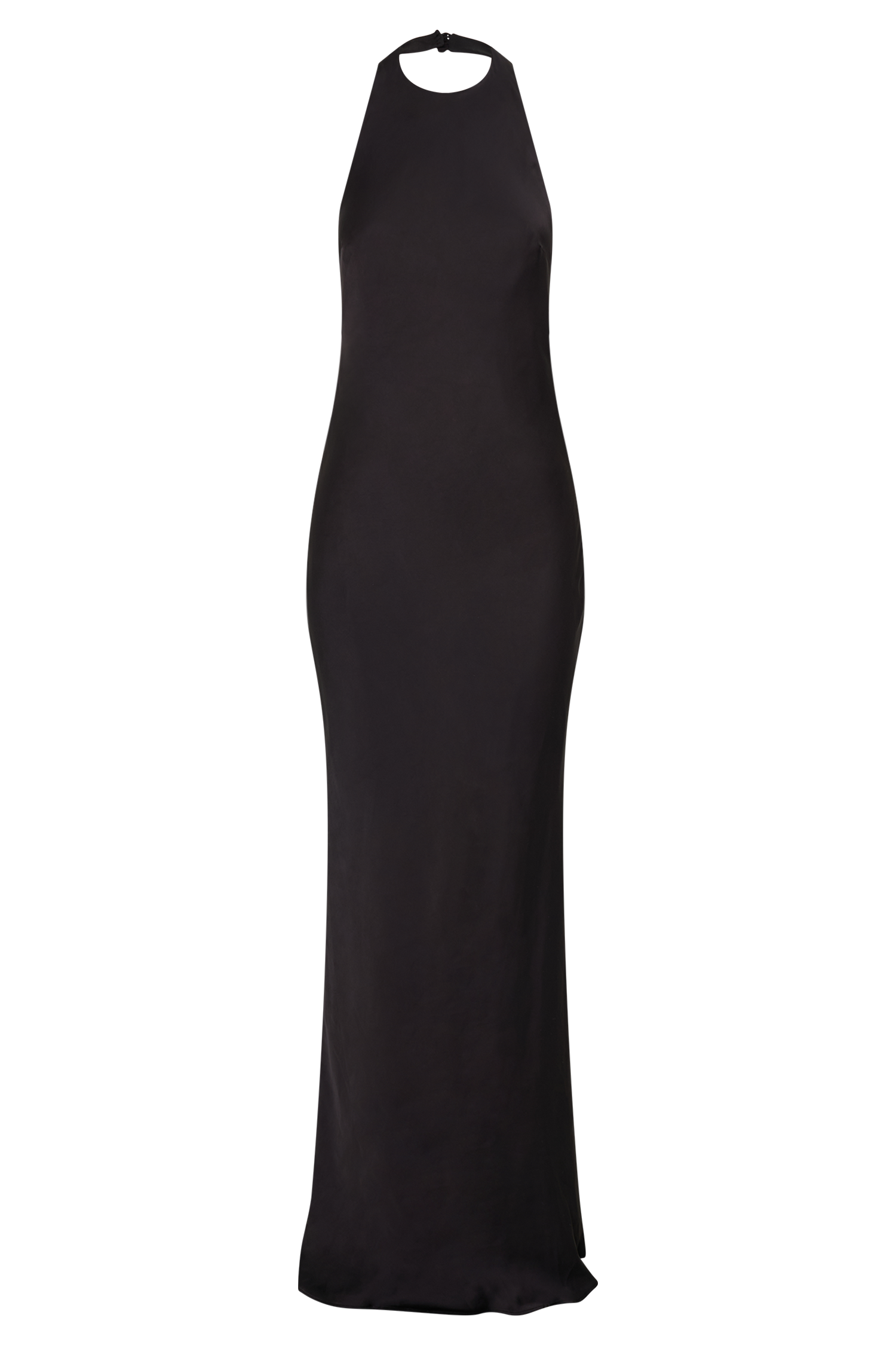 Rinna Satin Halter Maxi Dress - Black - Image 9