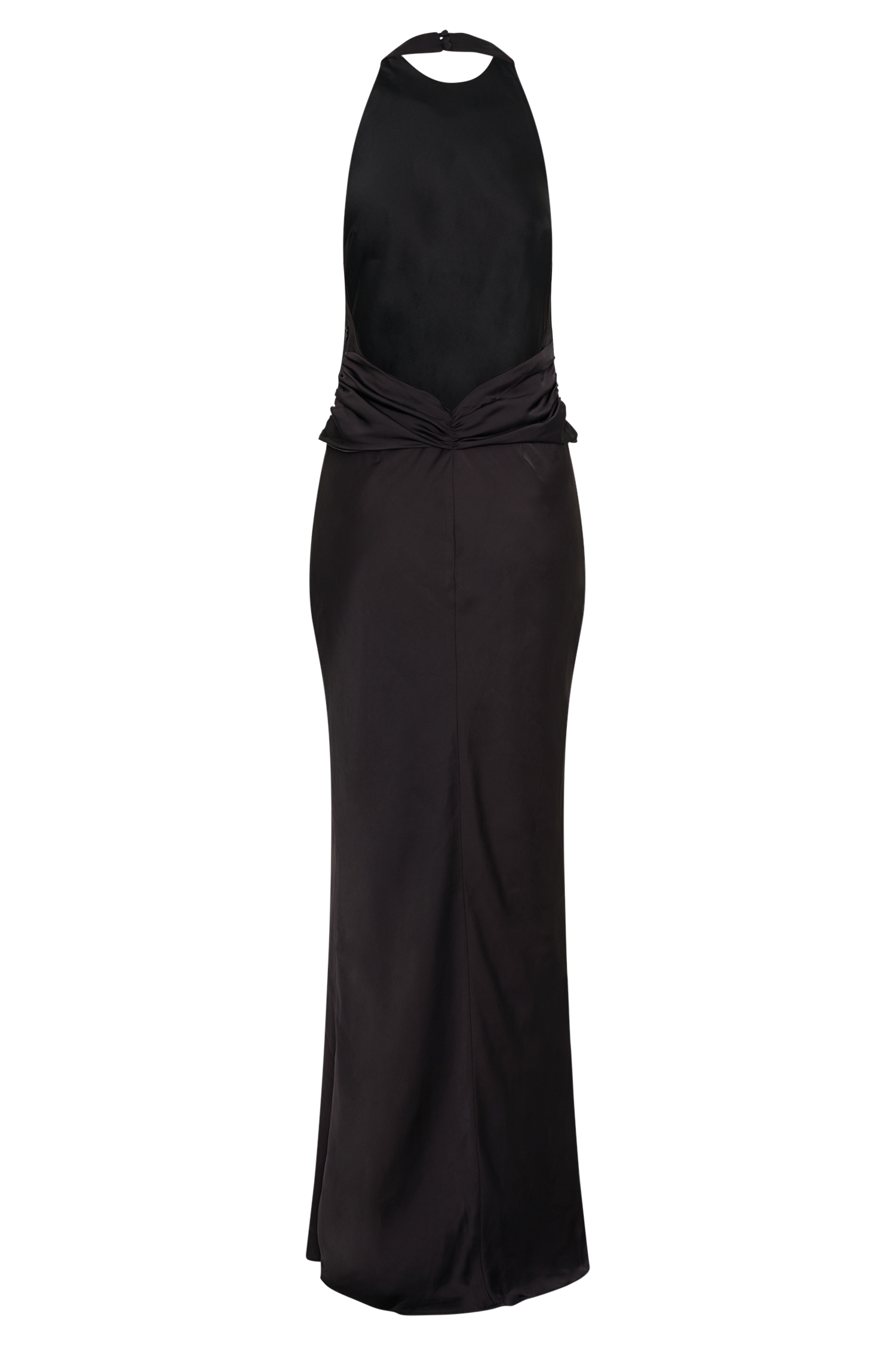 Rinna Satin Halter Maxi Dress - Black - Image 8