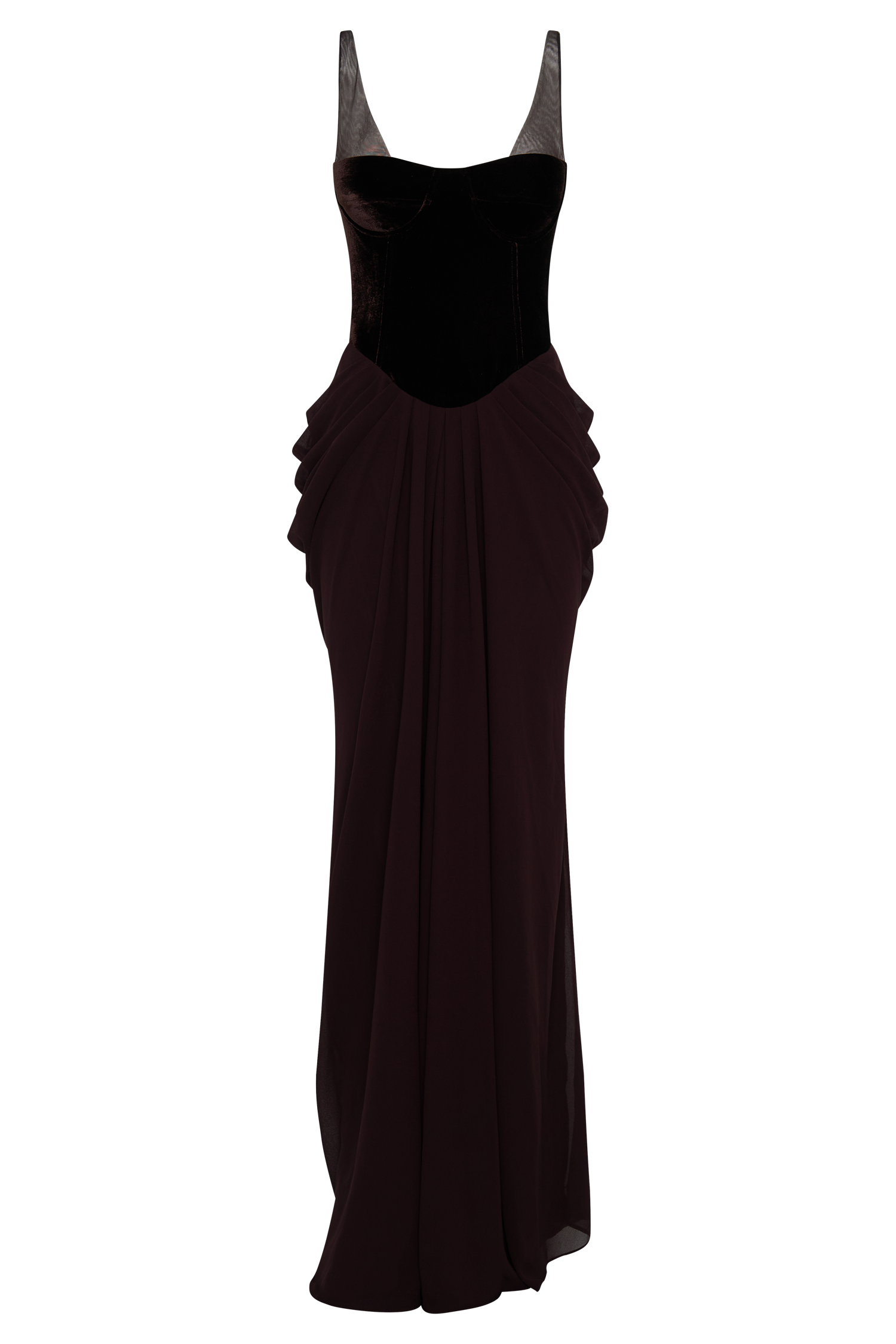 Roxanne Velvet Corset Maxi Dress - Cacao Brown - Image 7