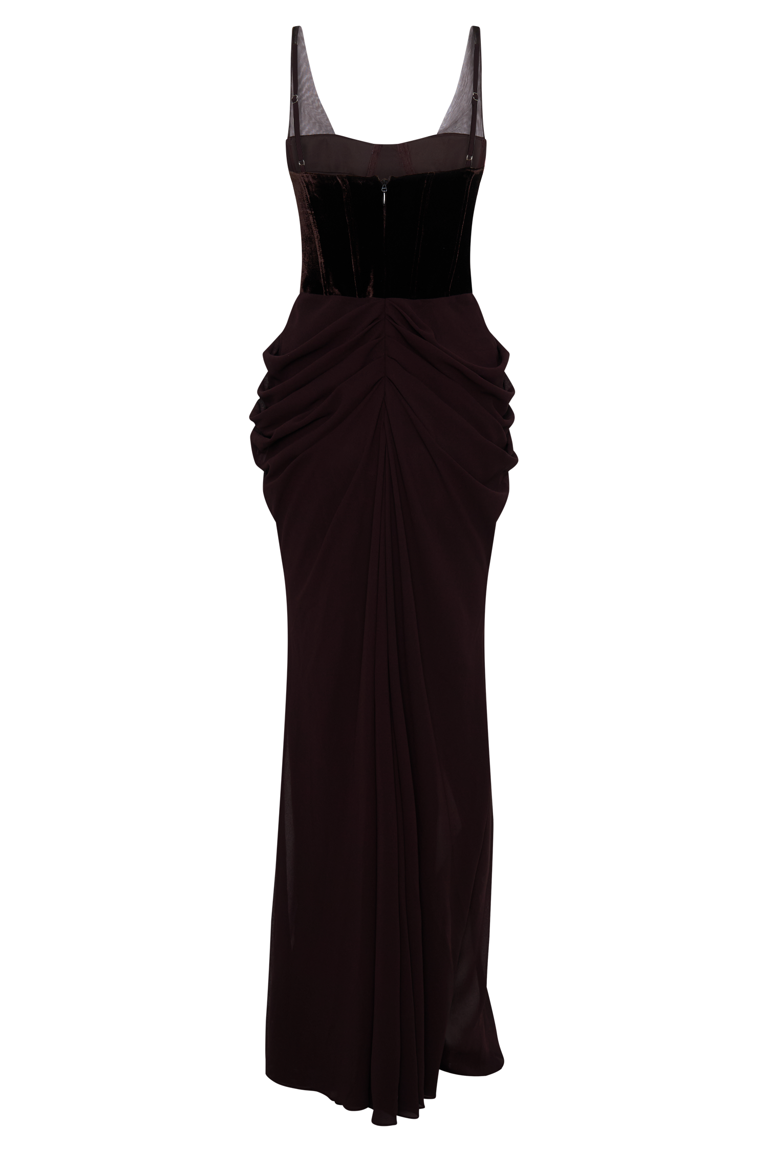 Roxanne Velvet Corset Maxi Dress - Cacao Brown - Image 6