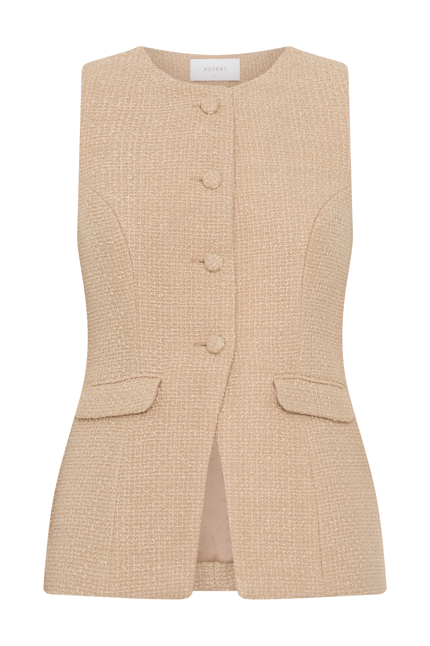 Camilla Boucle Sleeveless Vest - Light Taupe - Image 8