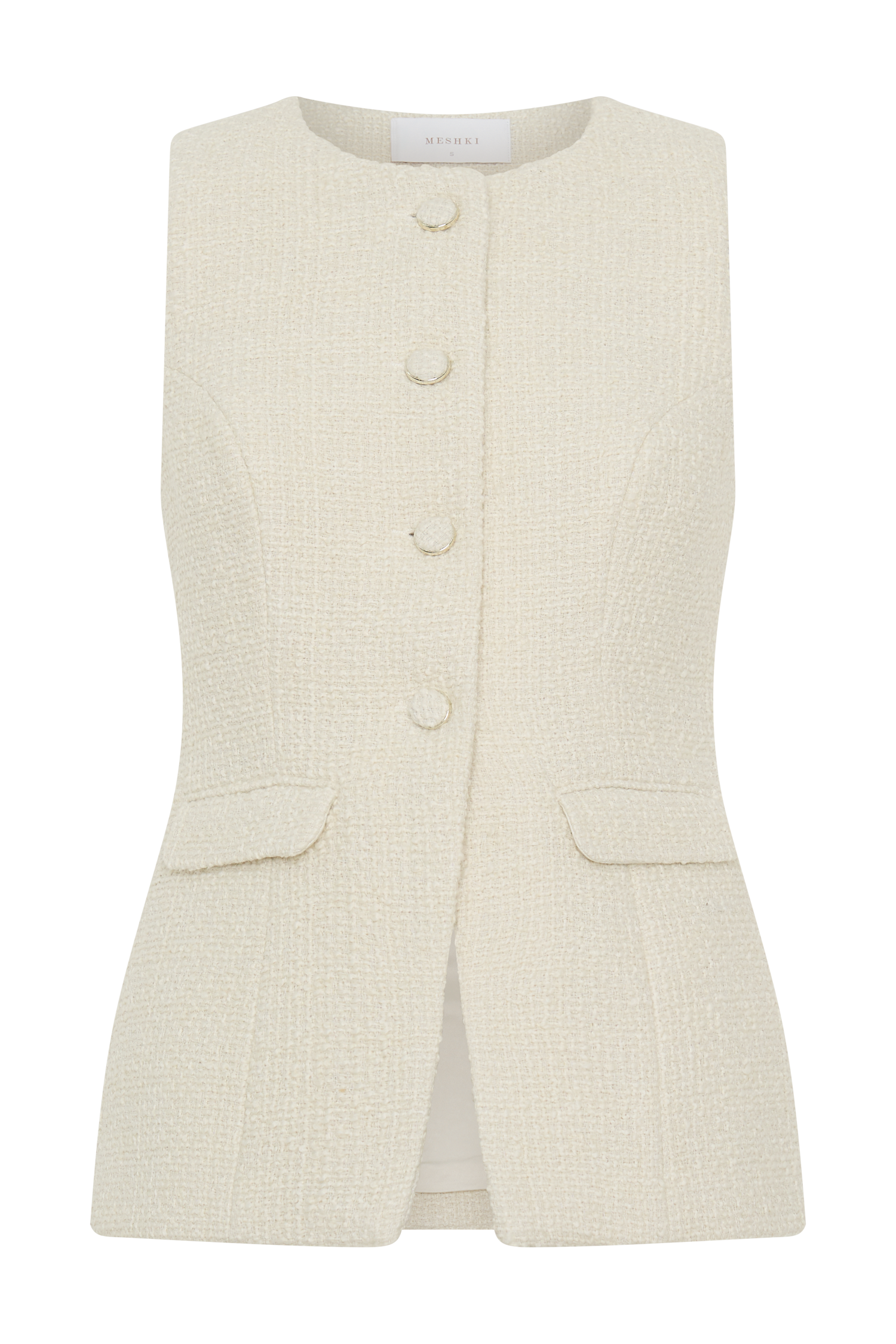 Camilla Boucle Sleeveless Vest - Ivory - Image 7