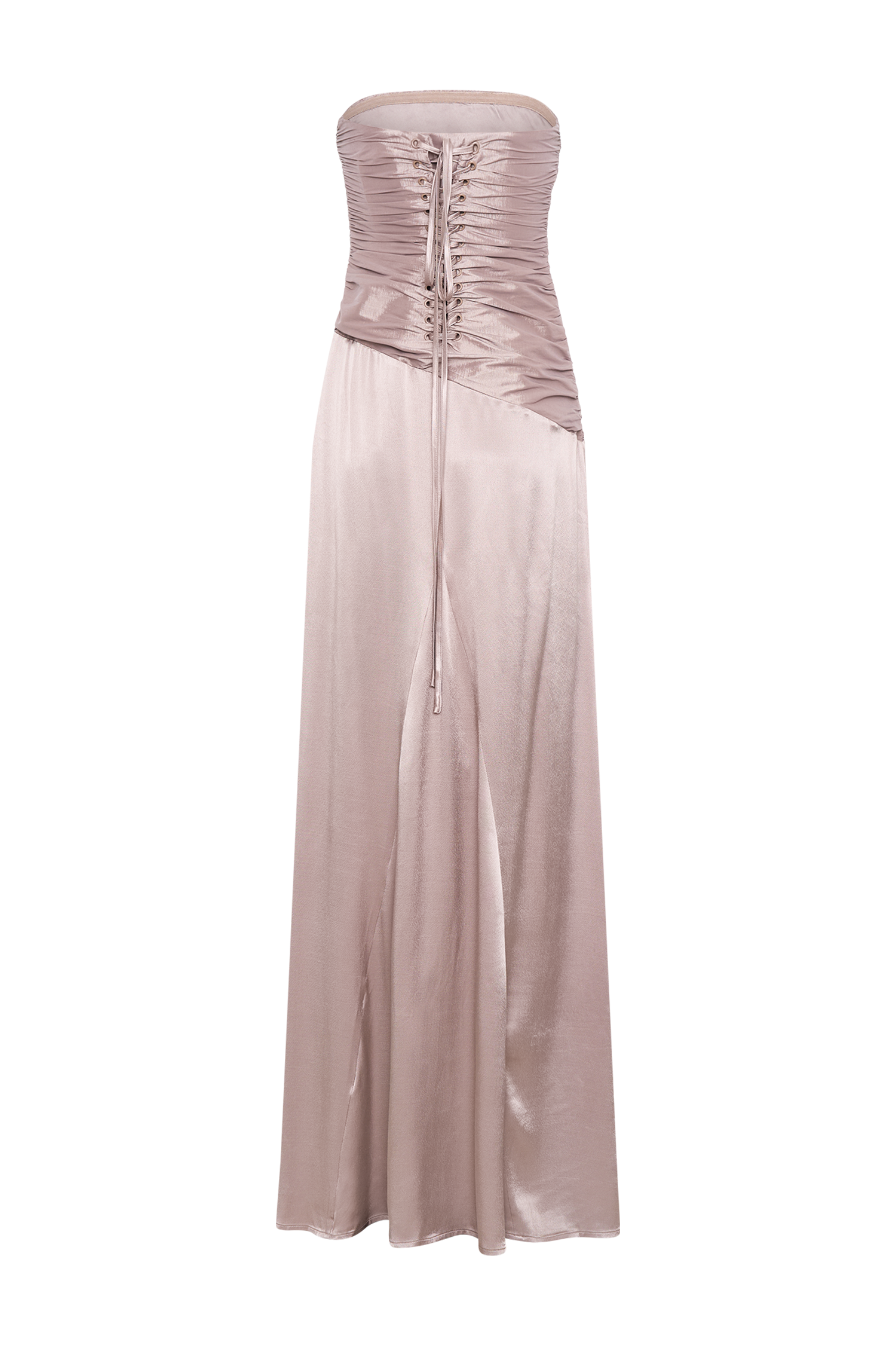 Serena Strapless Taffeta Maxi Dress - Bronze Taupe - Image 12