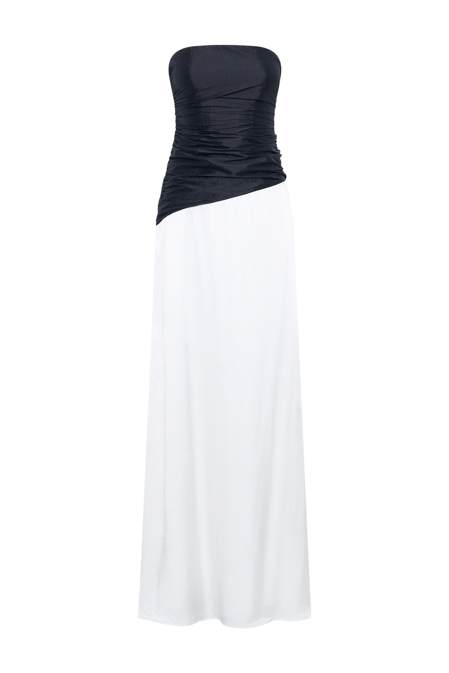 Serena Strapless Taffeta Maxi Dress - White/Black - Image 11