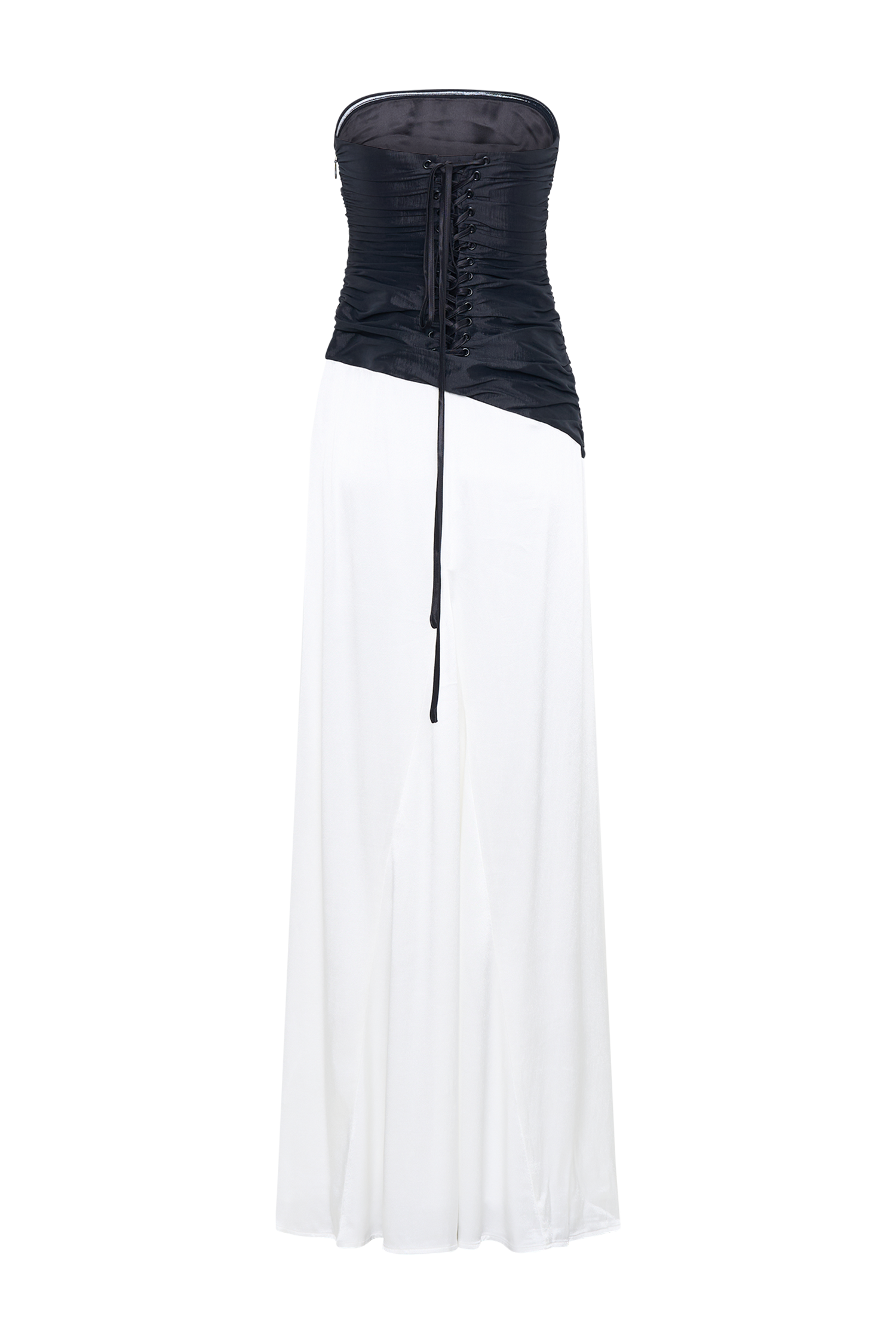 Serena Strapless Taffeta Maxi Dress - White/Black - Image 10