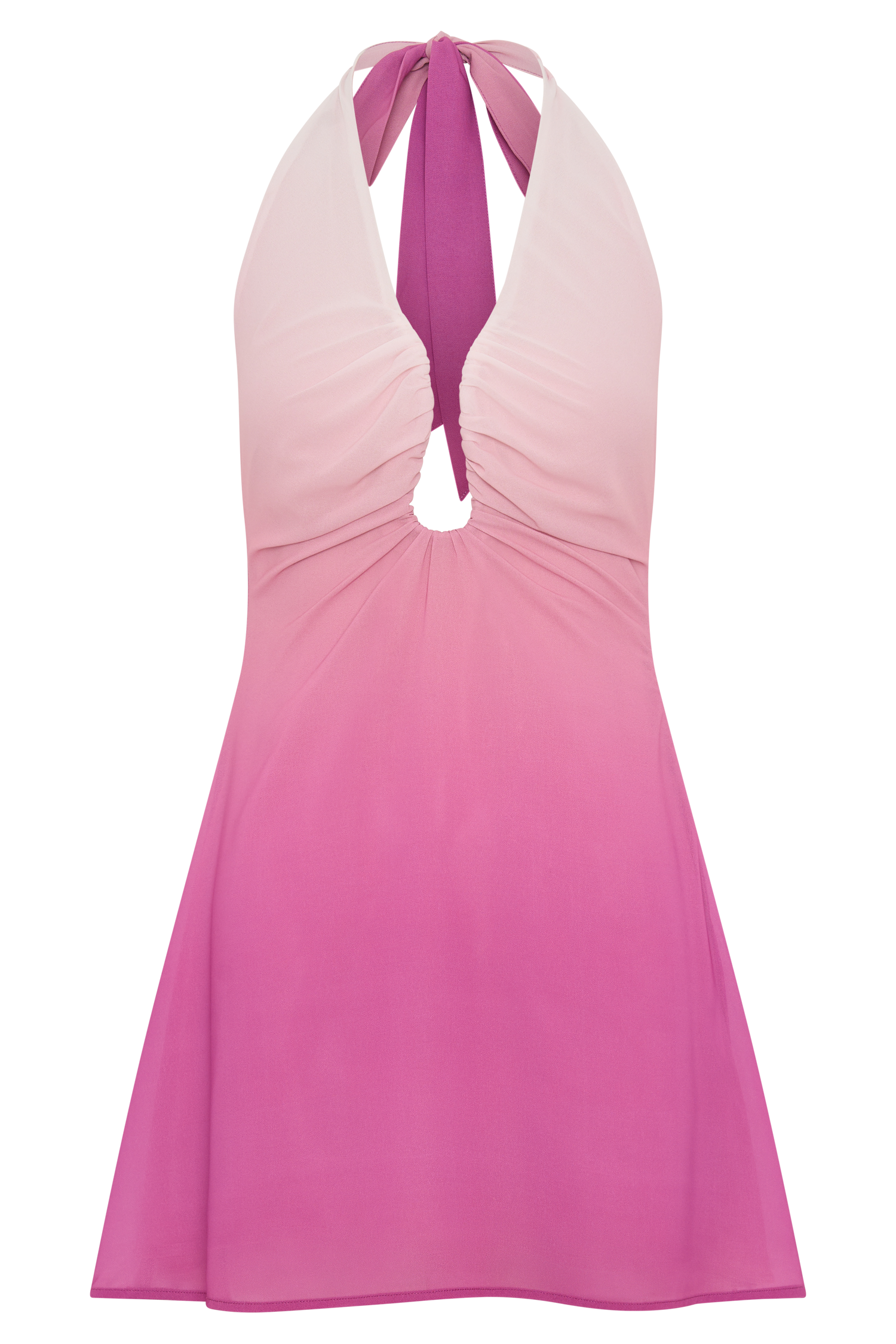 Malakhai Chiffon Halter Mini Dress - Ombre Pink - Image 9