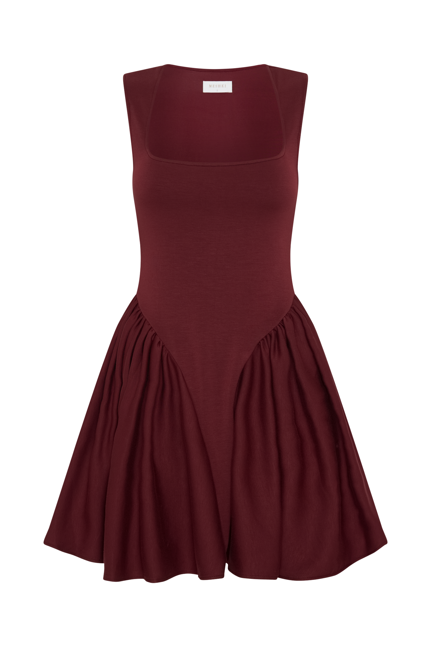 Sharon Scuba Jersey Mini Dress - Wine - Image 9