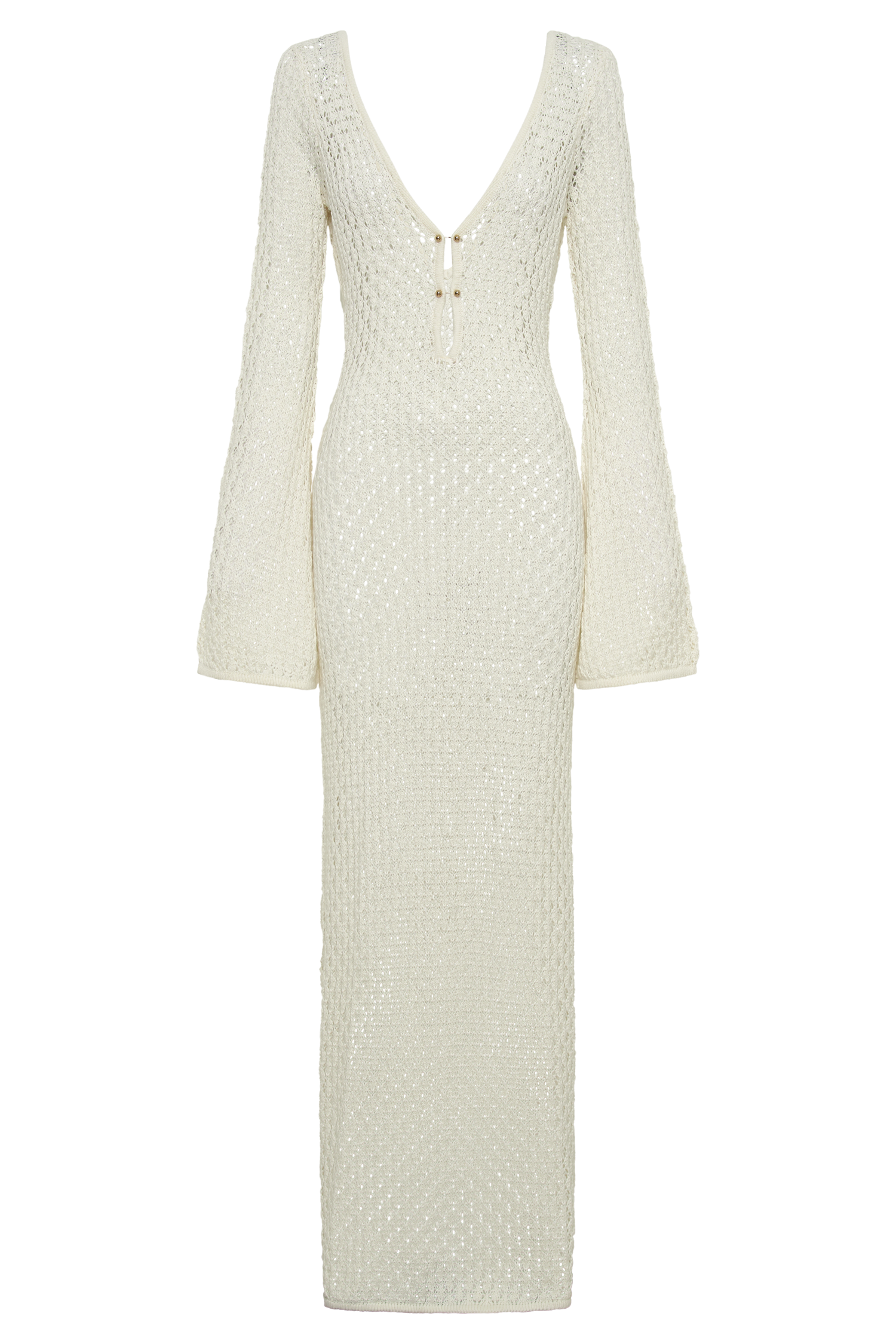 Kayleigh Crochet Fishtail Flare Sleeve Maxi Dress - White - Image 5