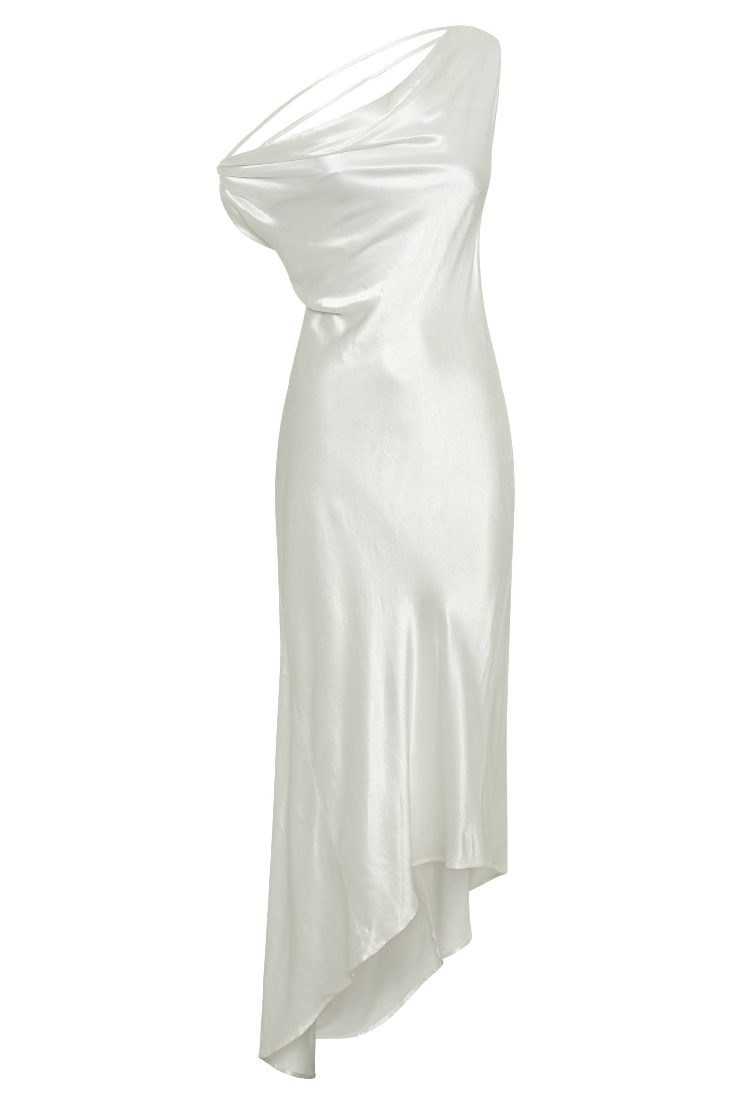 Yvette Slip Maxi Dress With Asymmetrical Hem - White - Image 6