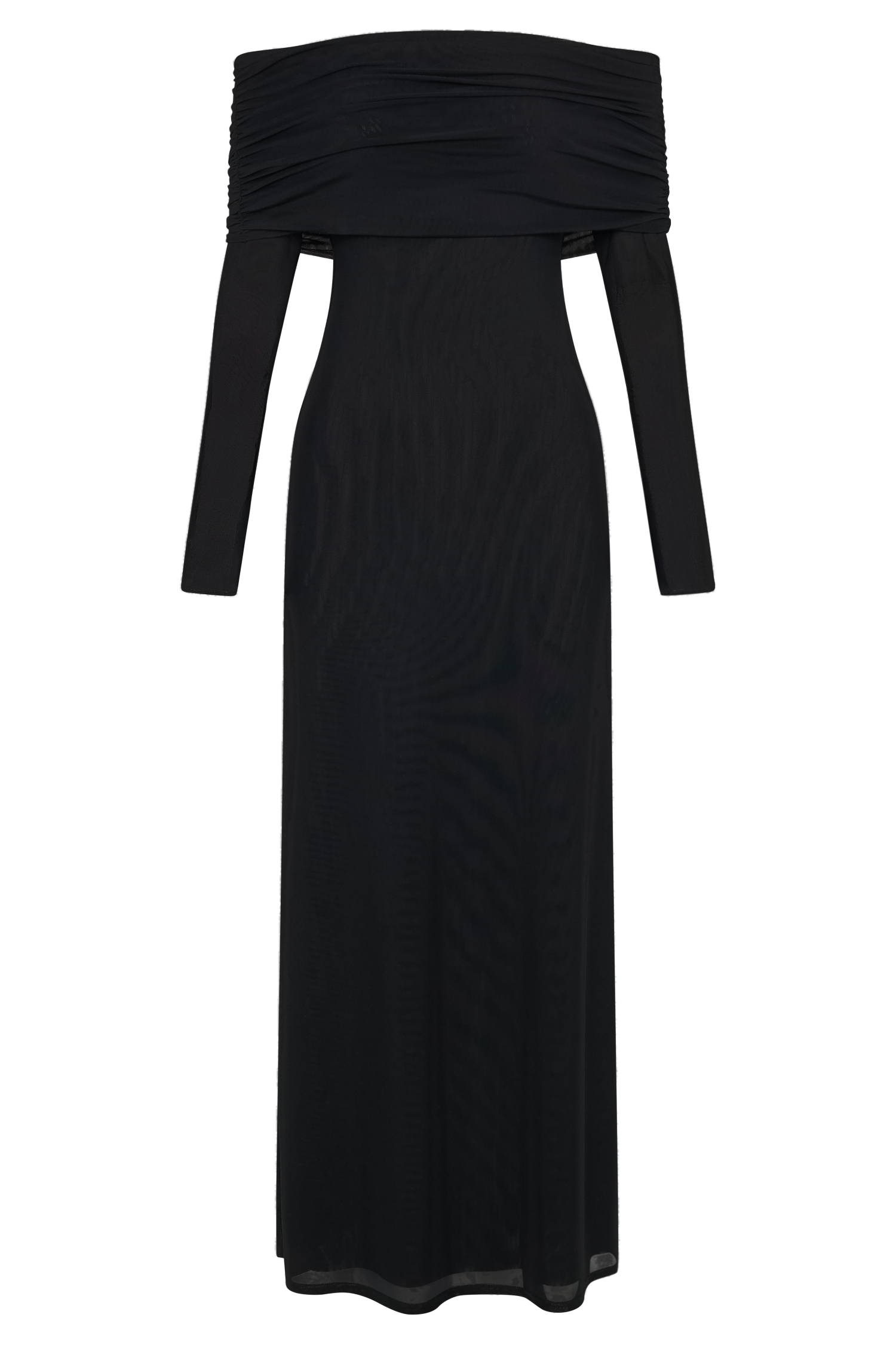Josie Off Shoulder Mesh Maxi Dress - Black - Image 7