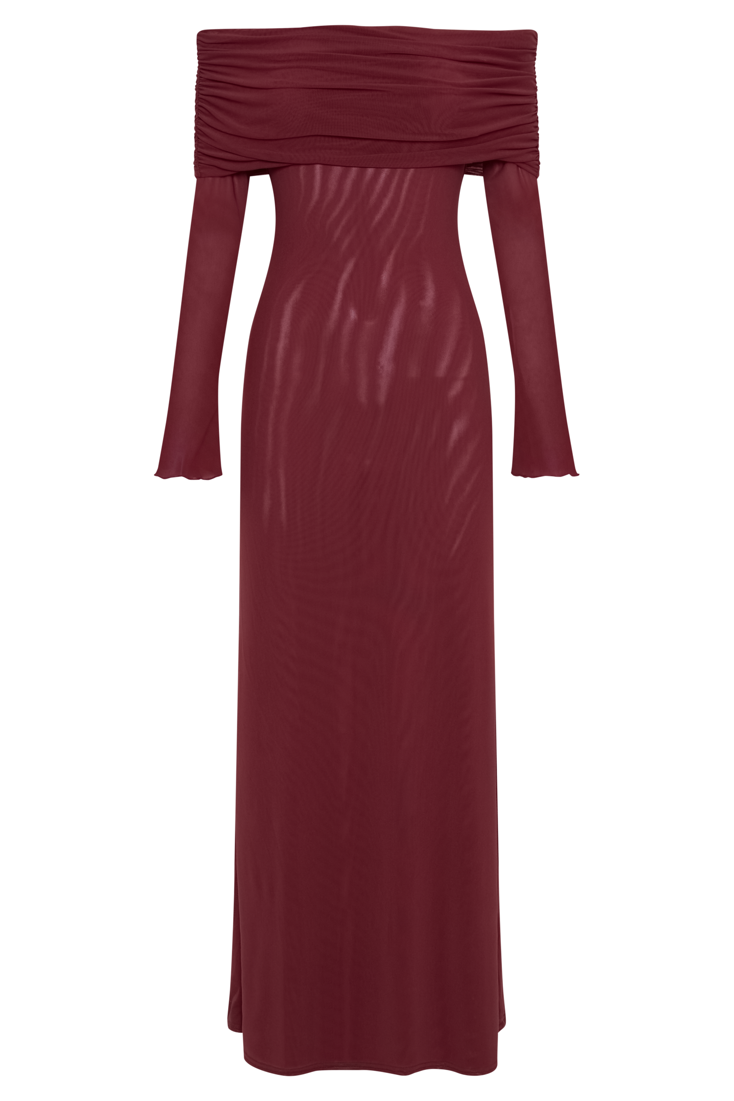 Josie Off Shoulder Mesh Maxi Dress - Wine - Image 8