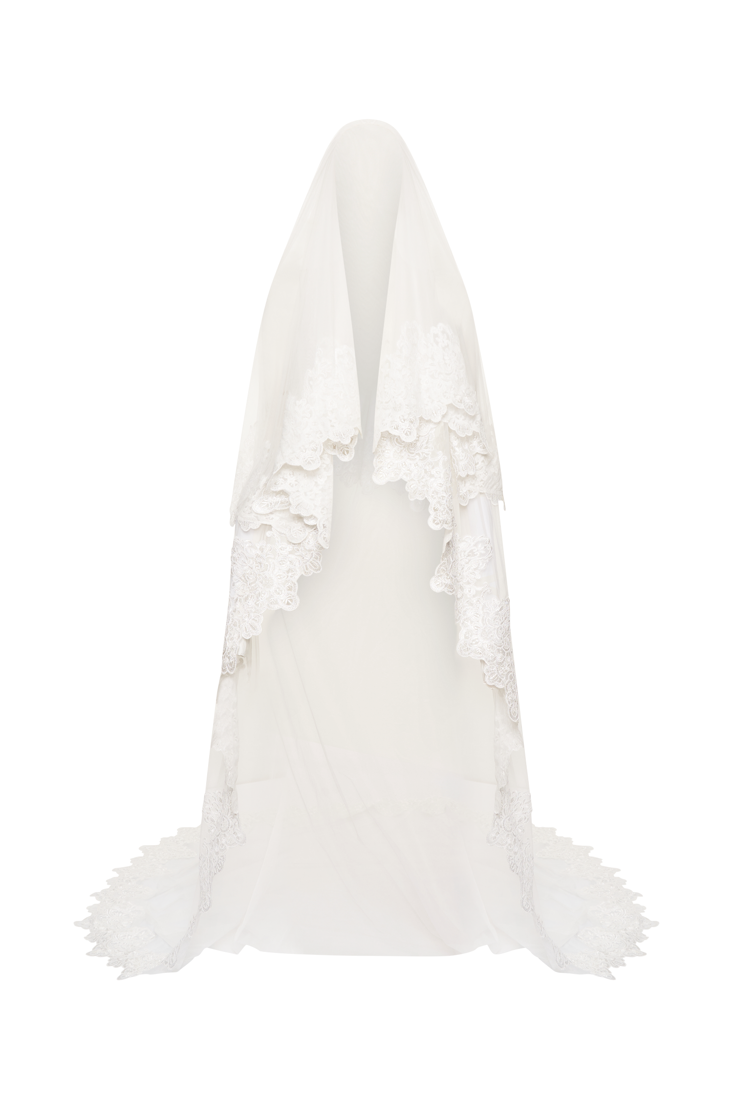 Paulette Lace Trim Veil - White - Image 8