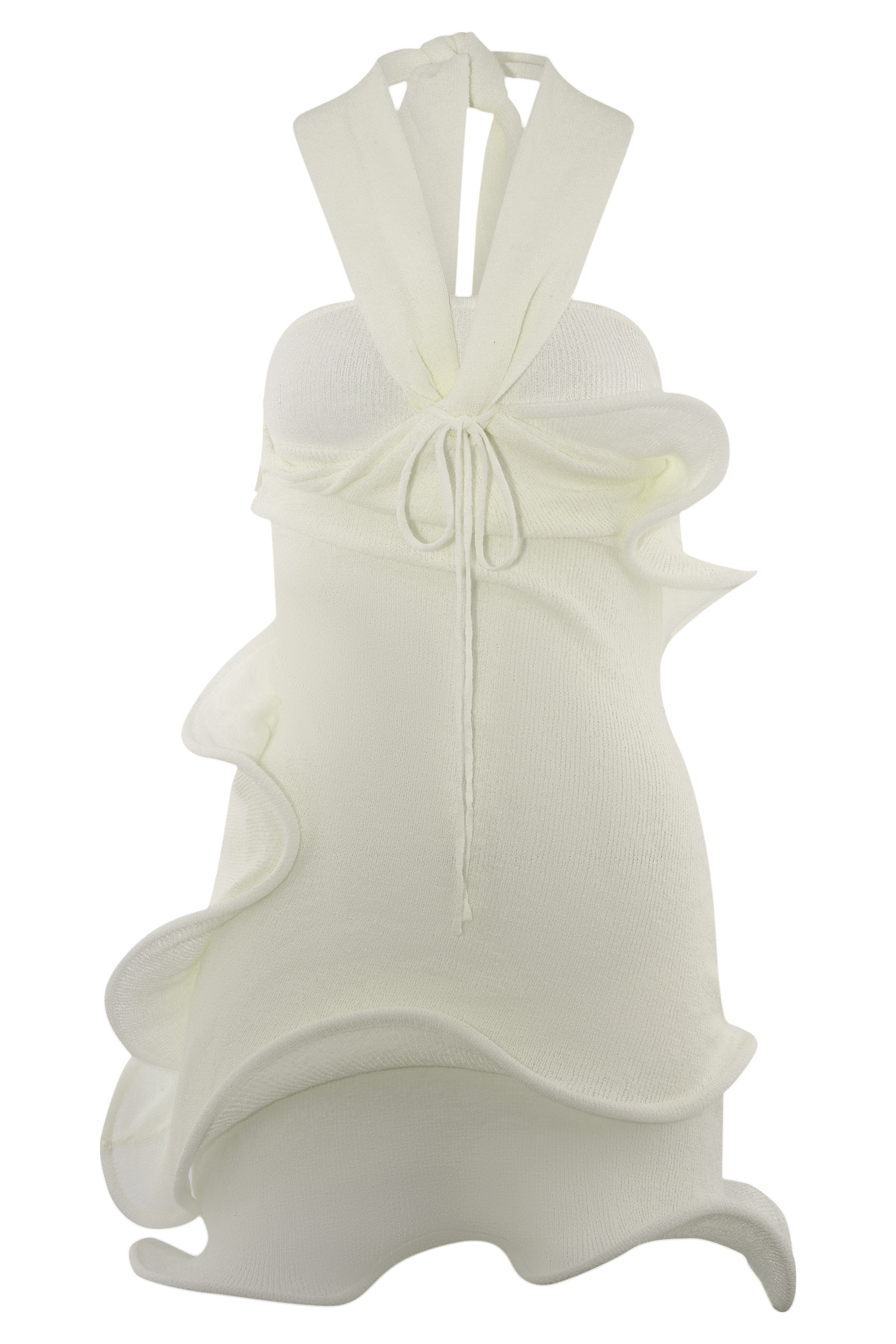 Caprice Halter Knit Mini Dress - White - Image 9