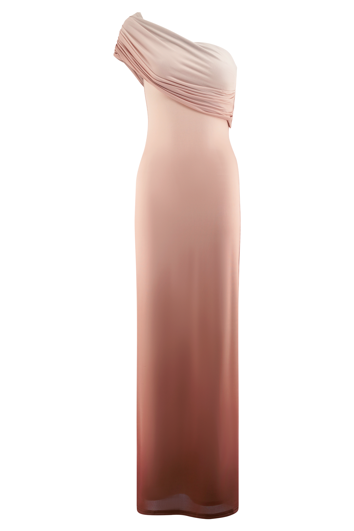 Cassandra Off Shoulder Slinky Maxi Dress - Neutral Ombre - Image 8