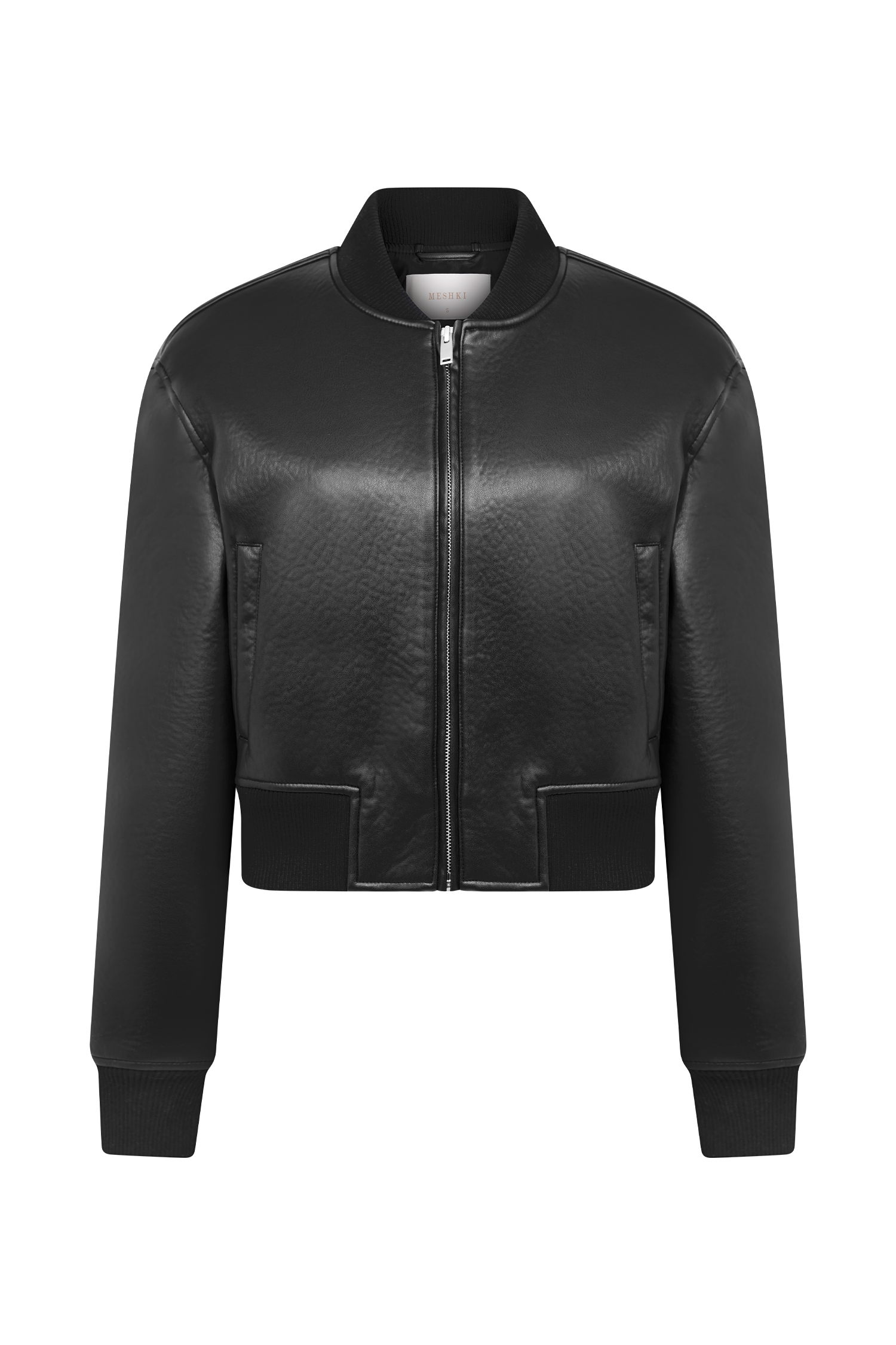 Codi Faux Leather Bomber Jacket - Black - Image 12