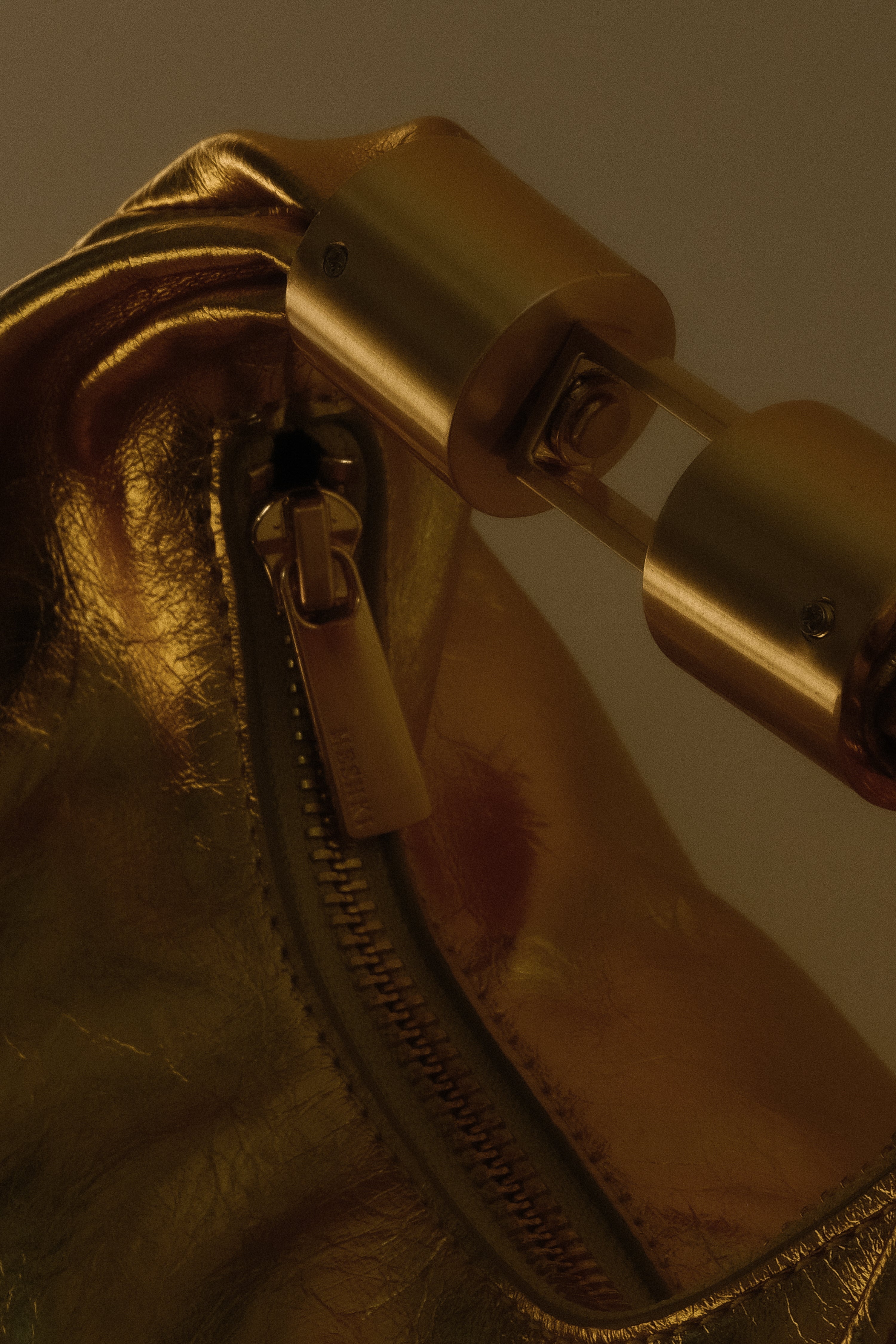 Bristol Mini Croissant Leather Bag - Gold - Image 3