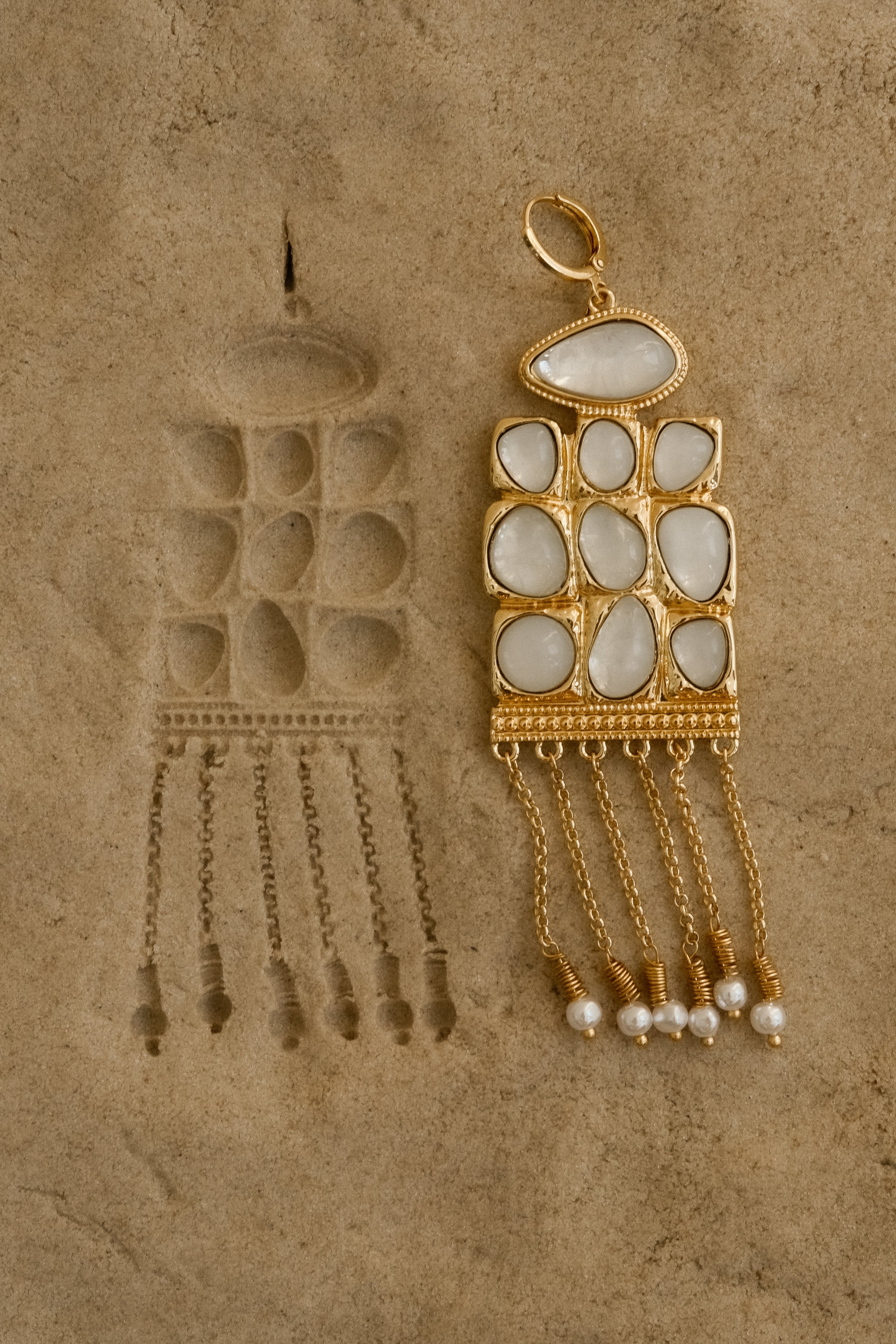 Annika Horizontal Resin Drop Earrings - Gold - Image 4