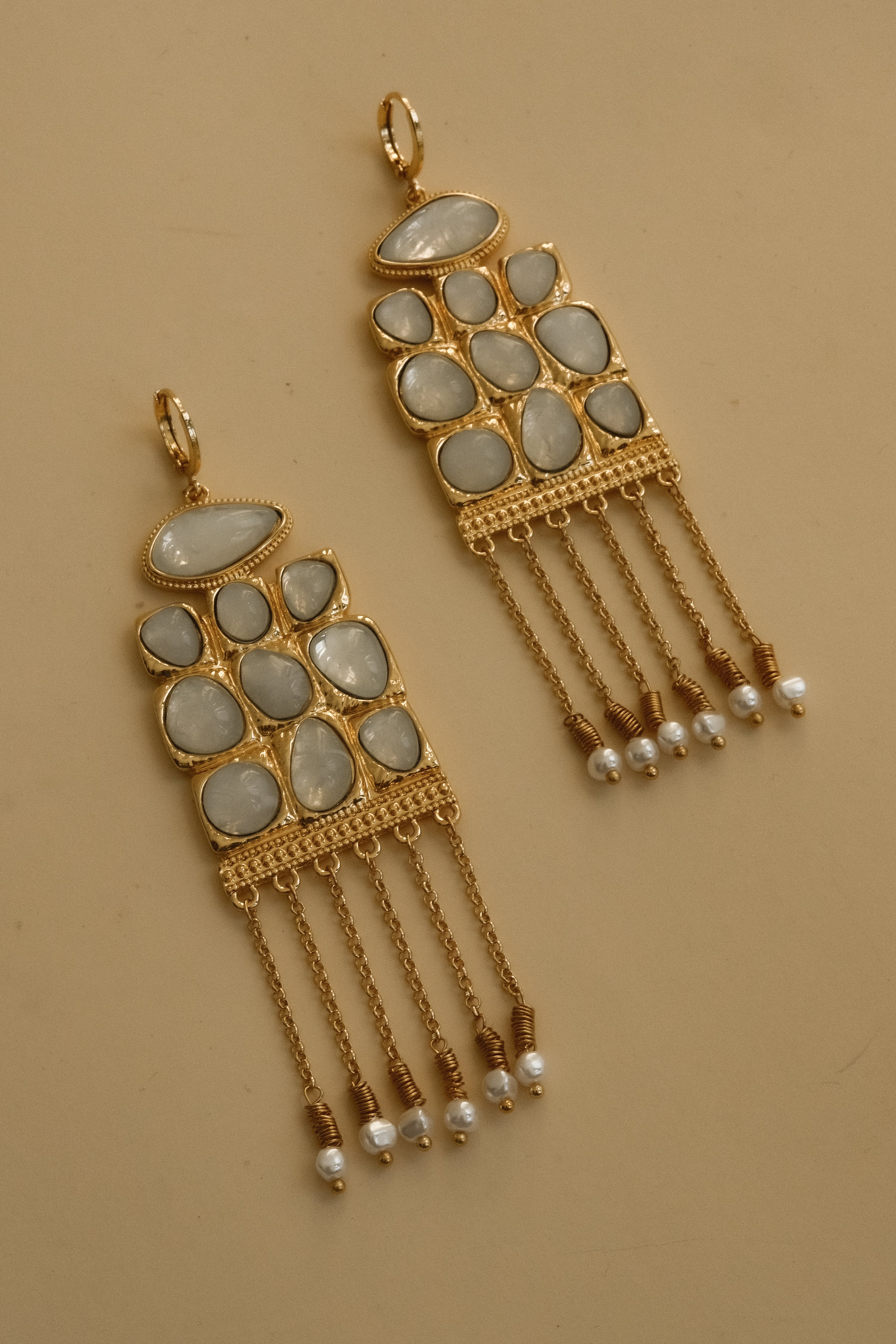Annika Horizontal Resin Drop Earrings - Gold - Image 3