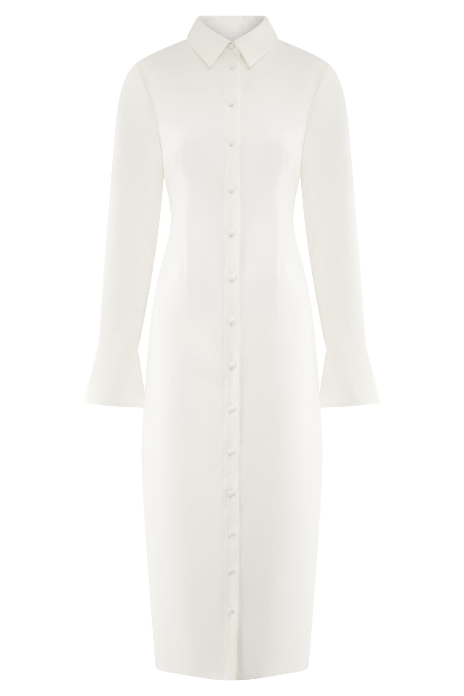 Dorian Fitted Shirt Midi Dress - White - Image 10
