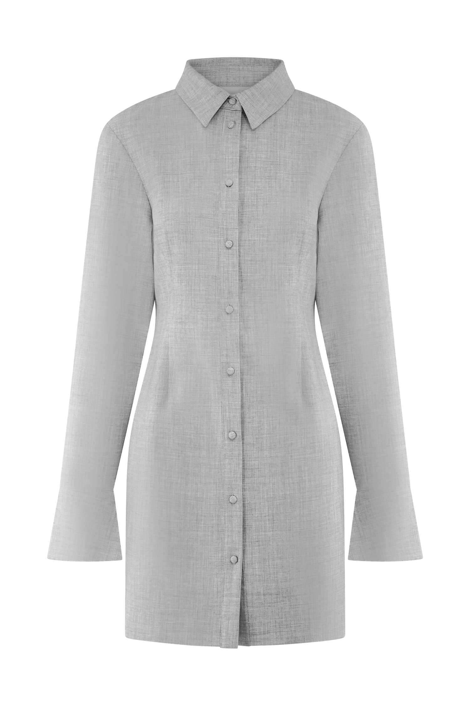 Dorian Fitted Shirt Mini Dress - Charcoal Marle - Image 9