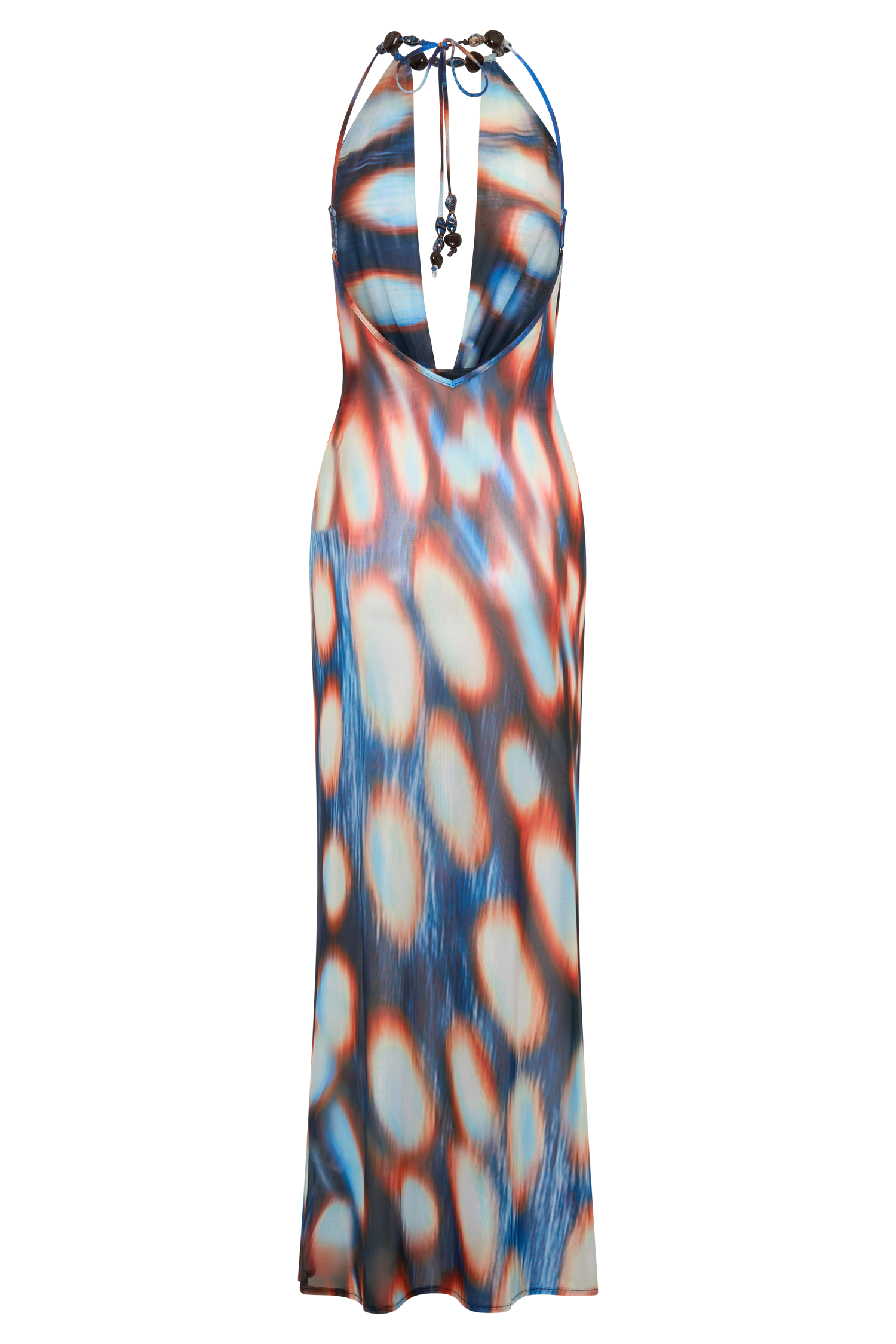 Ethel Mesh Cowl Plunge Maxi - Blue Abstract Print - Image 8