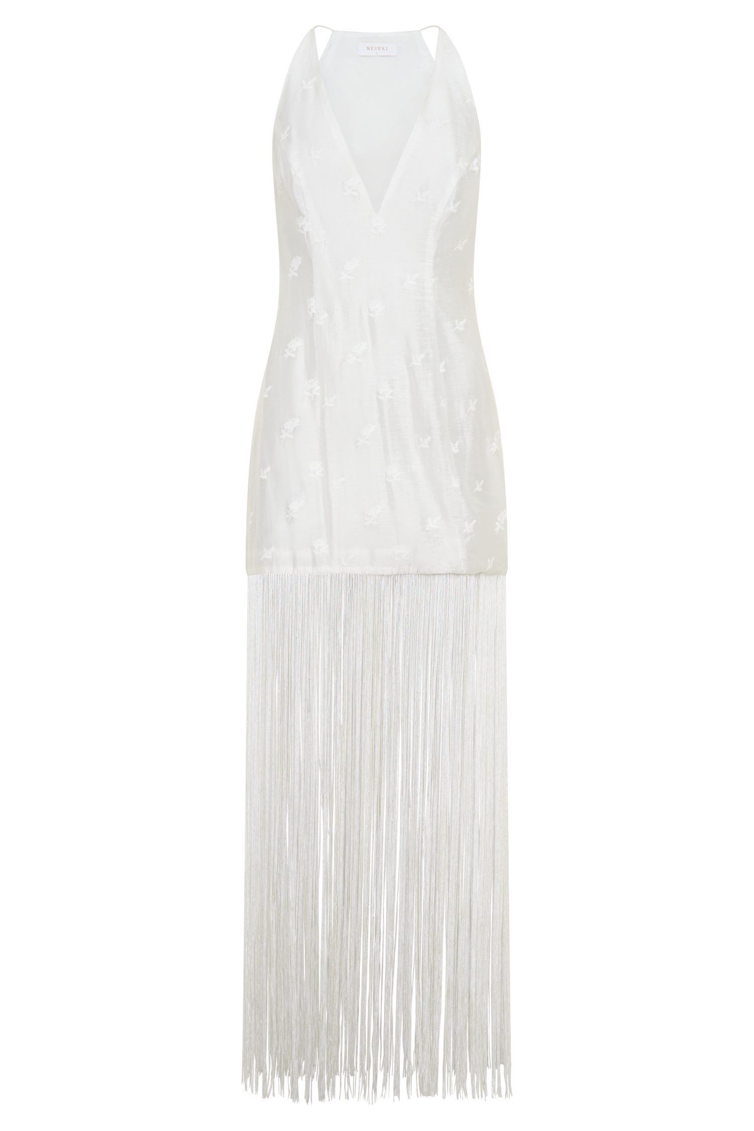Abigail V Neck Fringe Maxi Dress - White - Image 7