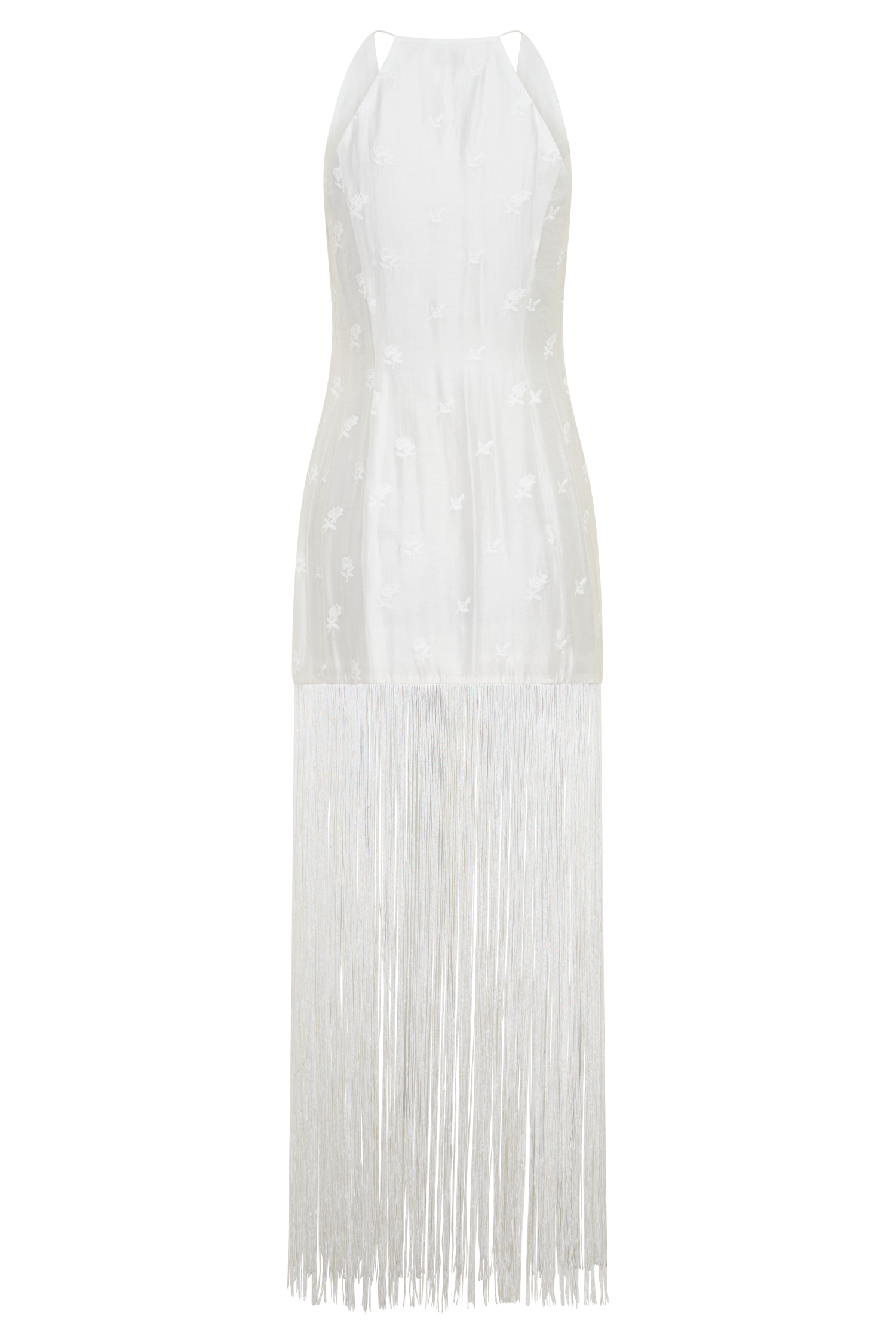 Abigail V Neck Fringe Maxi Dress - White - Image 6