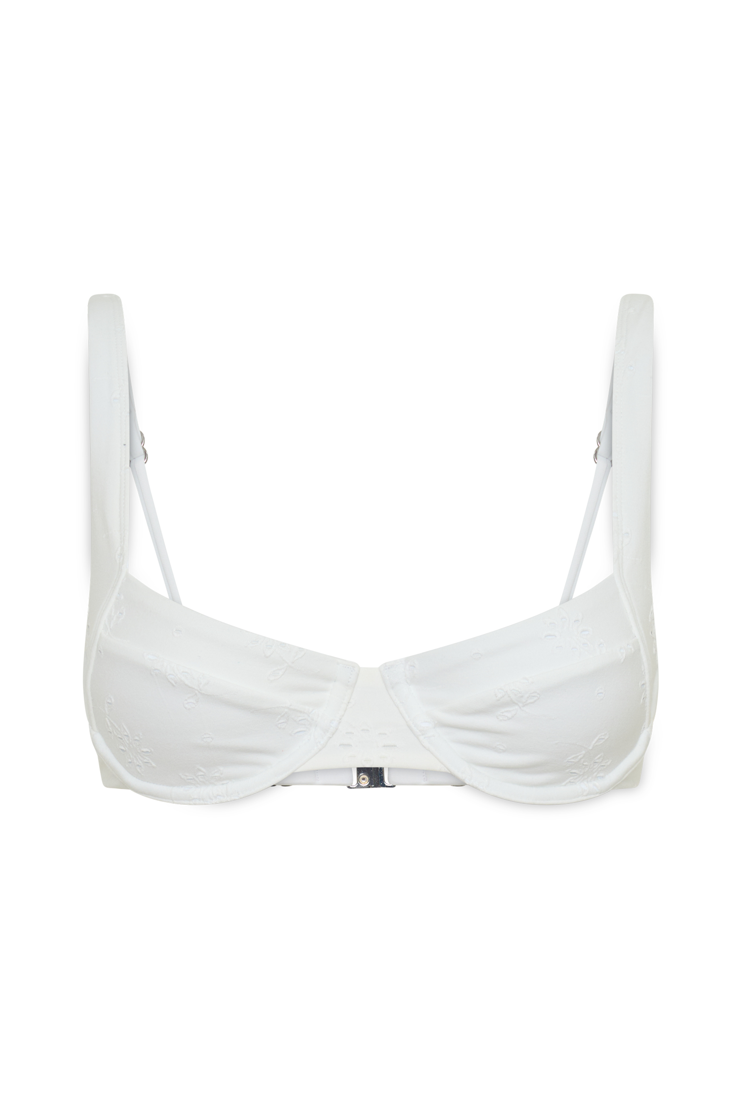 Abra Underwire Apex Bikini Top - White Textured Fabric - Image 13