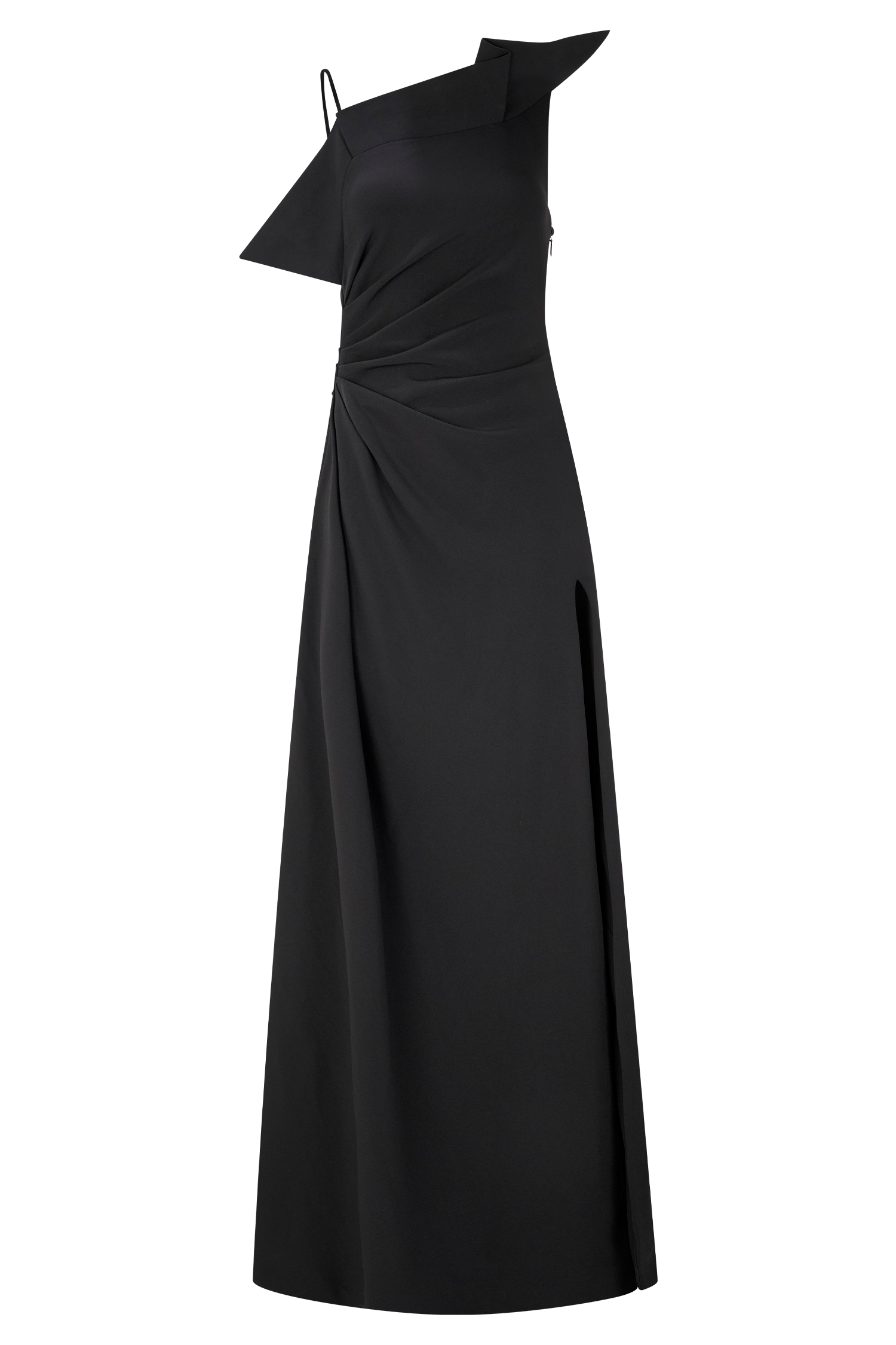 Adalyn One Shoulder Crepe Maxi Dress - Black - Image 9