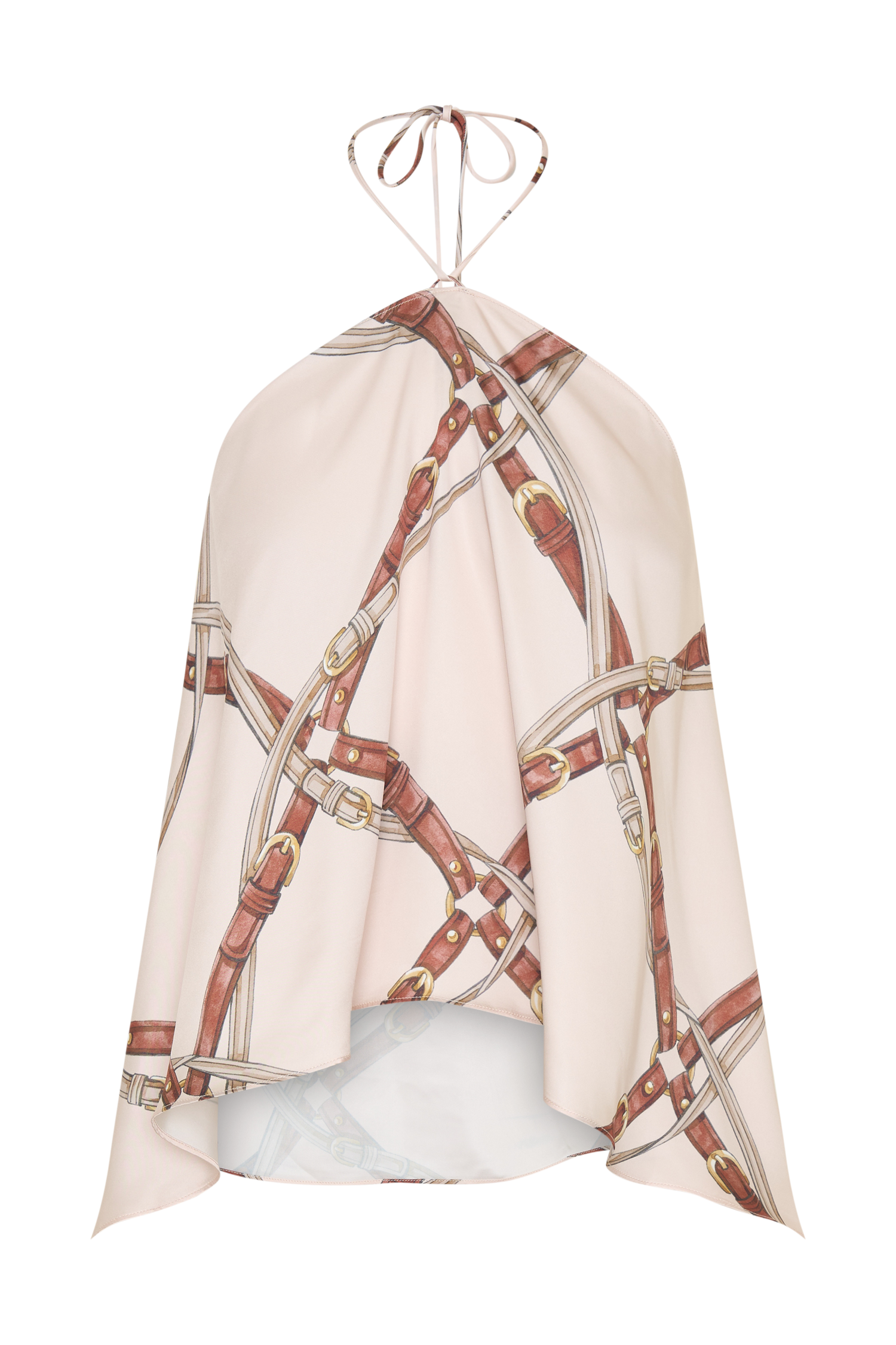 Adelaide Draped Satin Halter Top - Chain Print - Image 9