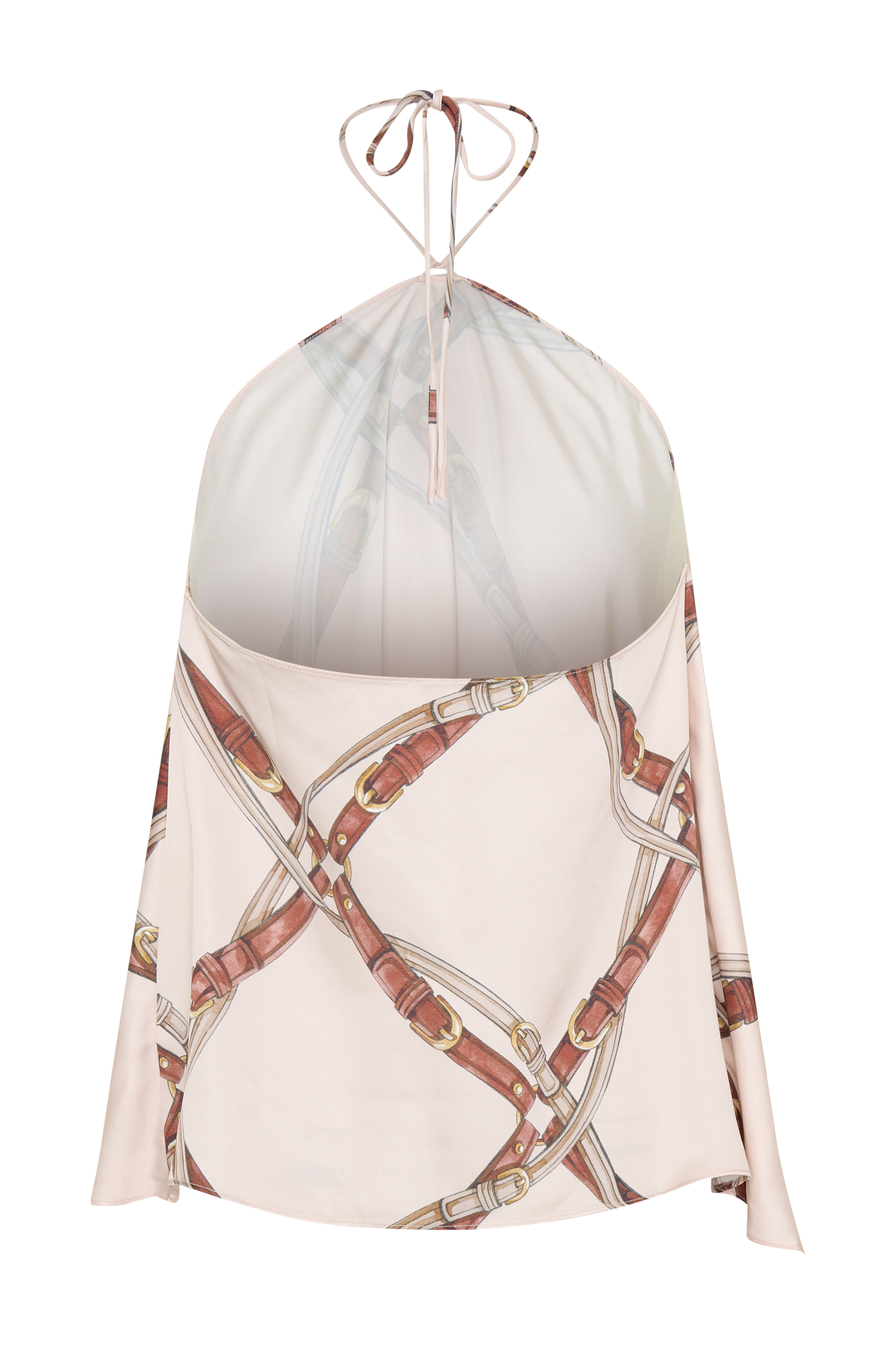 Adelaide Draped Satin Halter Top - Chain Print - Image 8