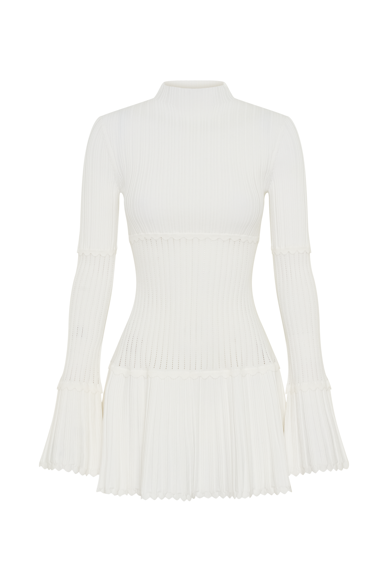 Adena Pointelle Knit Mini Dress - Ivory - Image 9